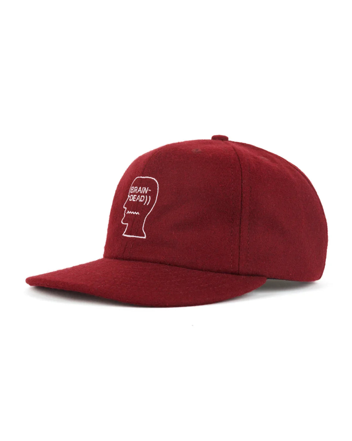 Brain Dead Flannel Classic Logohead 6 Panel Hat - Burgundy