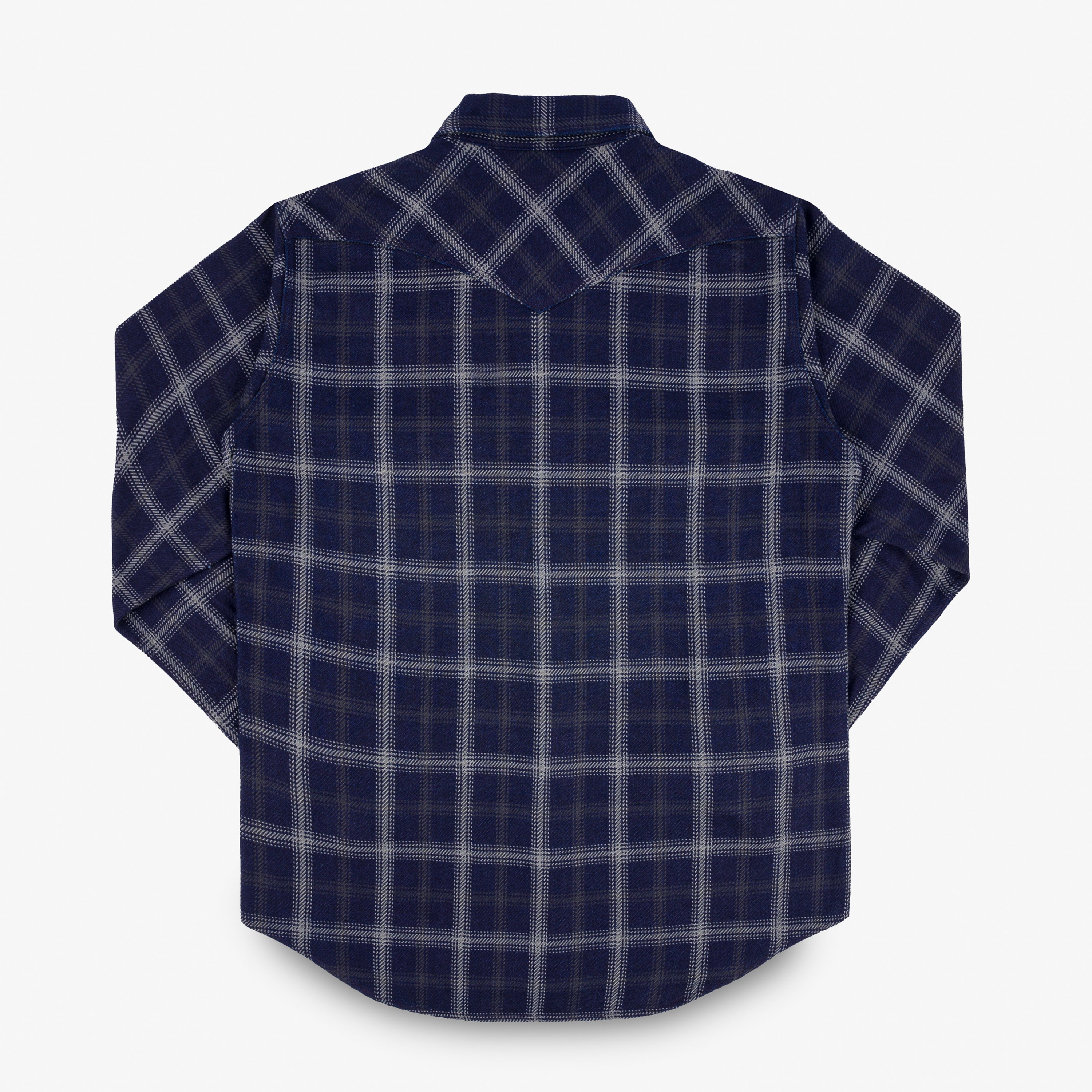 Iron Heart IHSH-411-BLK 9oz Selvedge Indigo Check Flannel Western Shirt - Black
