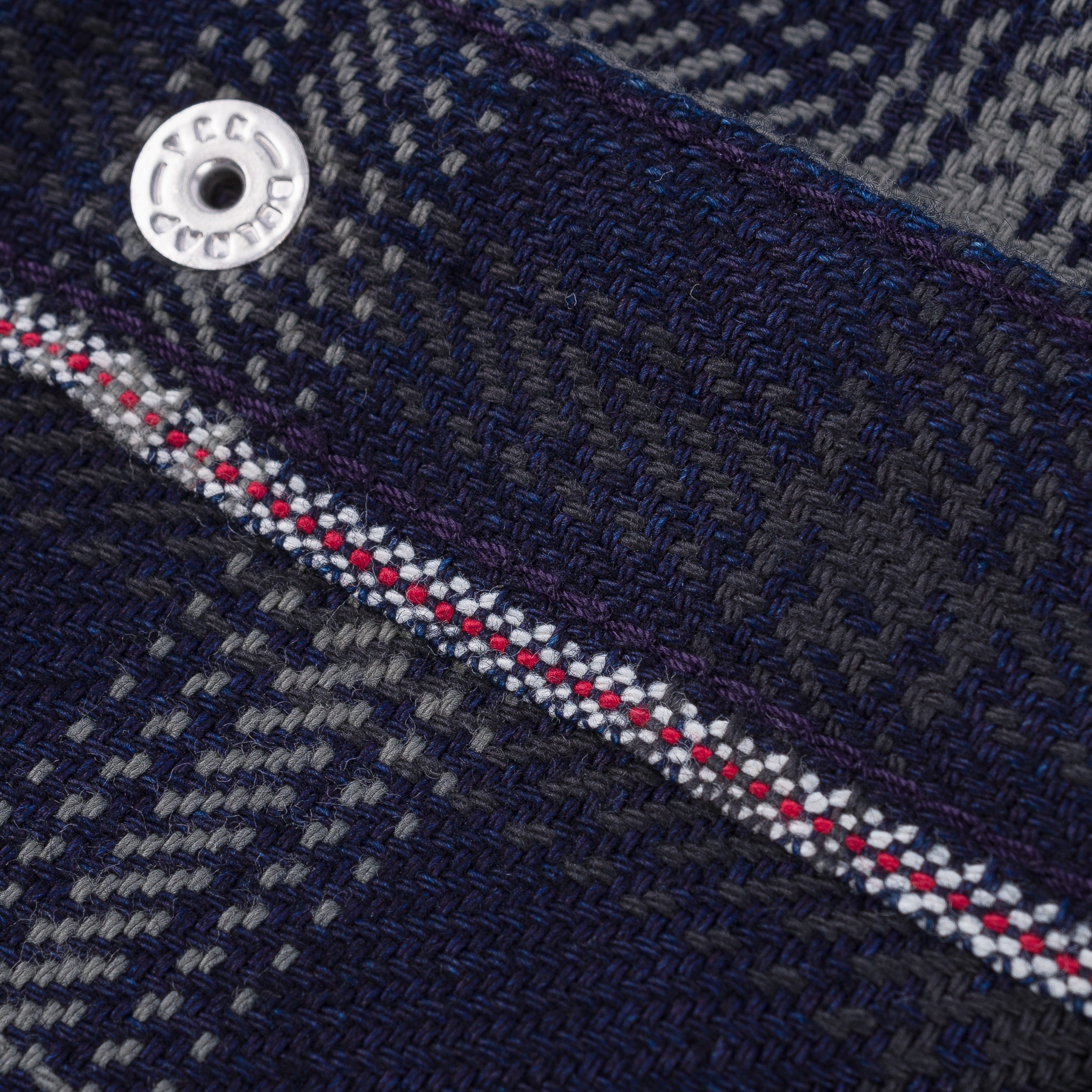 Iron Heart IHSH-411-BLK 9oz Selvedge Indigo Check Flannel Western Shirt - Black