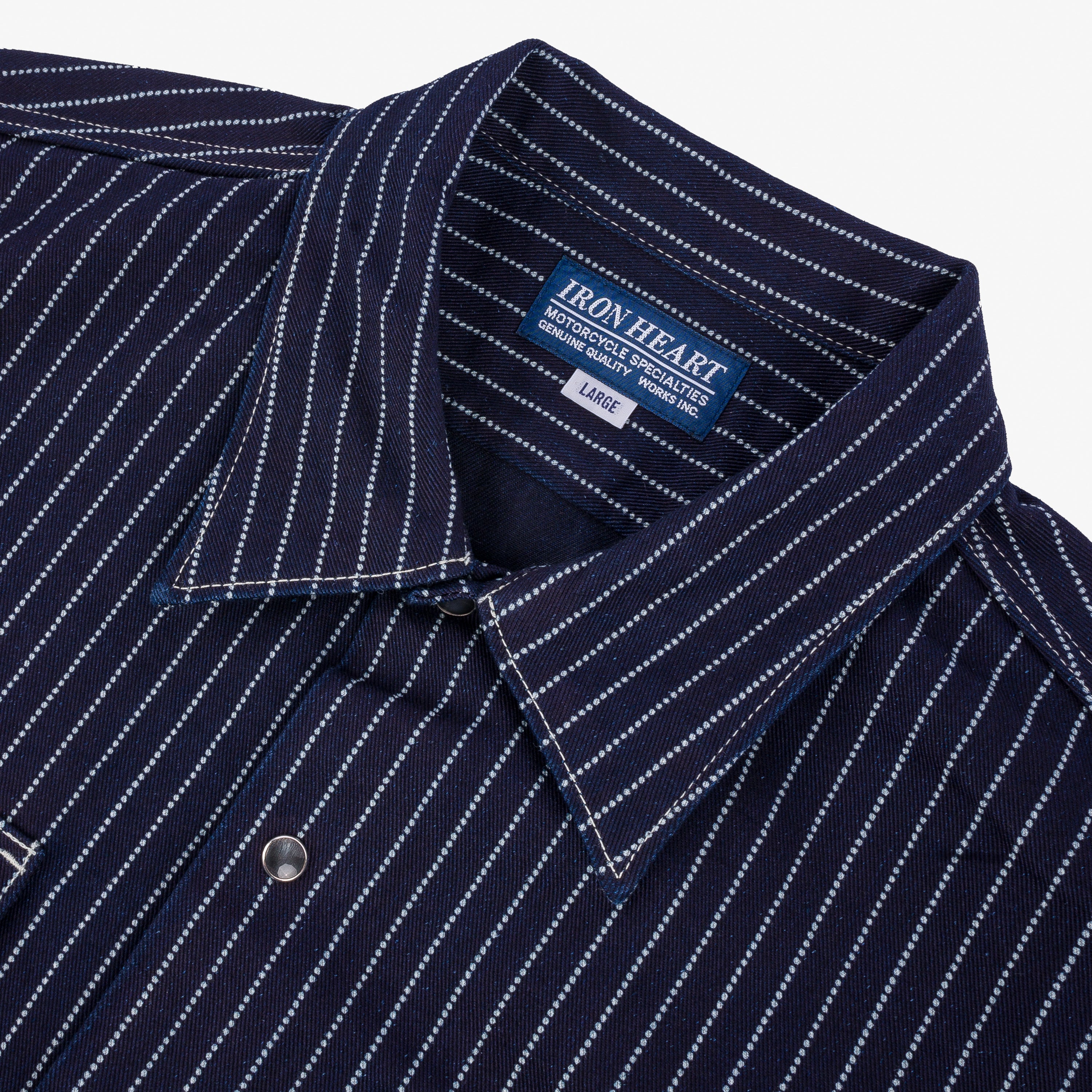 Iron Heart IHSH-416-IND 10oz Wabash Short Sleeved Mechanic Shirt - Indigo