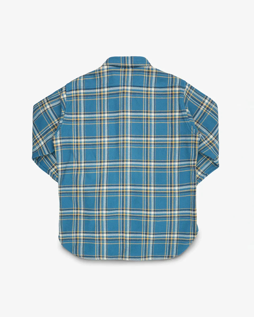 Iron Heart IHSH-435-BLU Ultra Heavy Flannel American Check Work Shirt - Blue