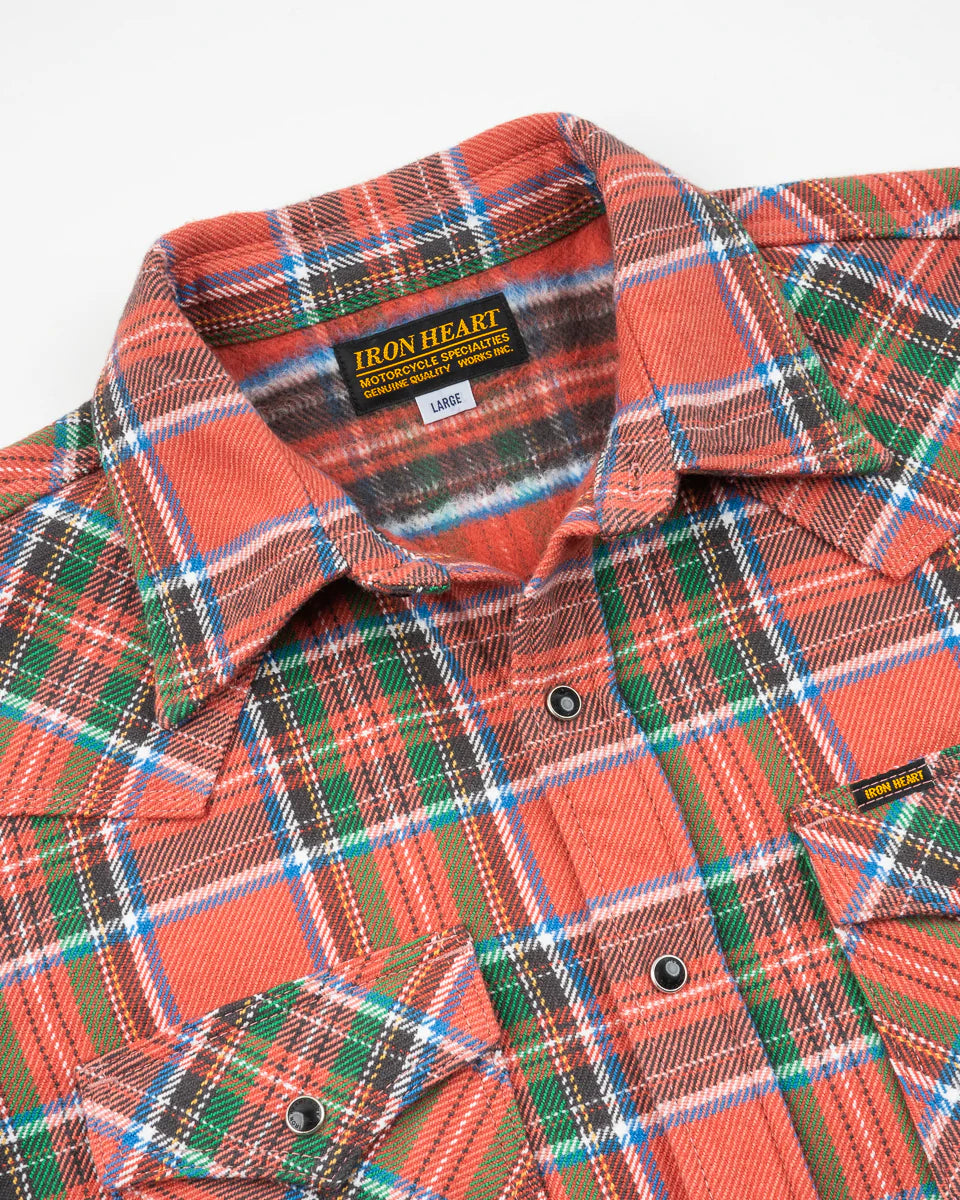 Iron Heart IHSH-436-RED Ultra Heavy Flannel American Check Western Shirt - Red "The Watermelon Man"