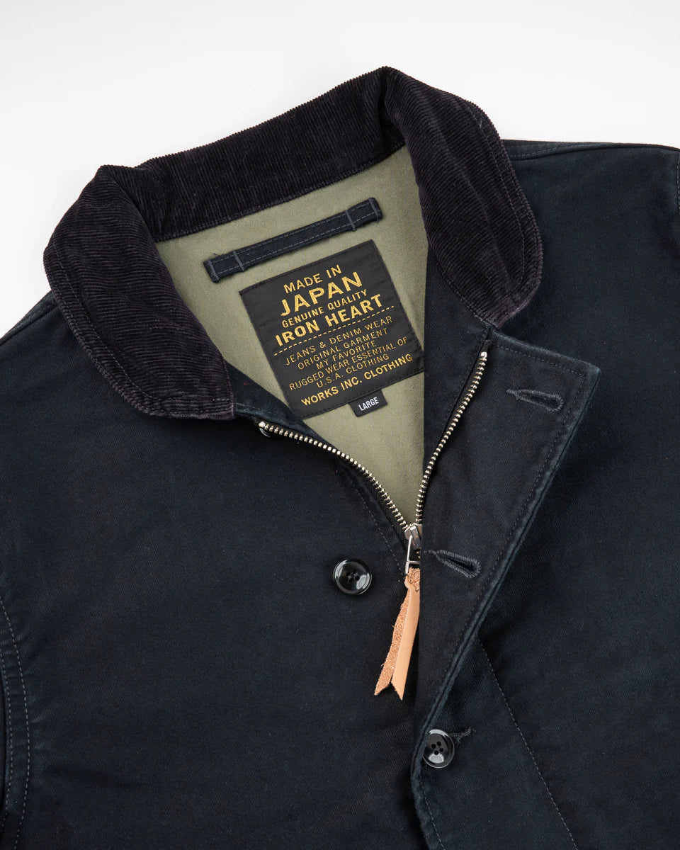 Iron Heart IHM-48-BLK 12oz Whipcord Lightweight N1 Deck Jacket - Black