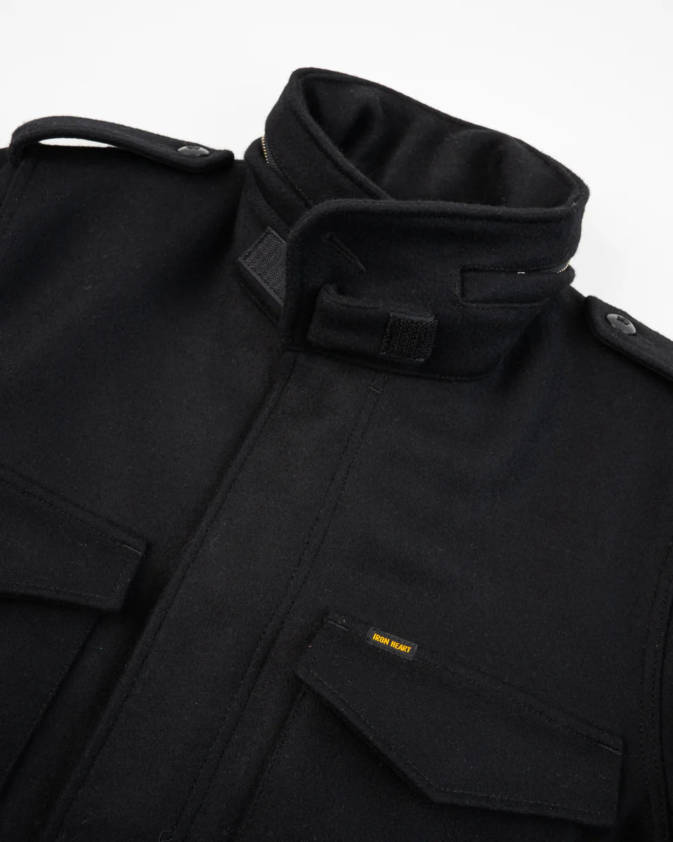 Iron Heart IHM-49-BLK 21oz Melton Wool M65 Field Jacket - Black