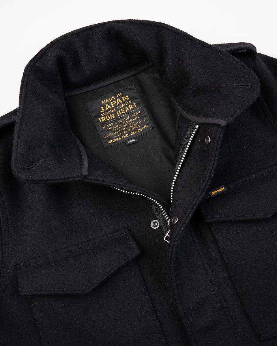 Iron Heart IHM-49-BLK 21oz Melton Wool M65 Field Jacket - Black