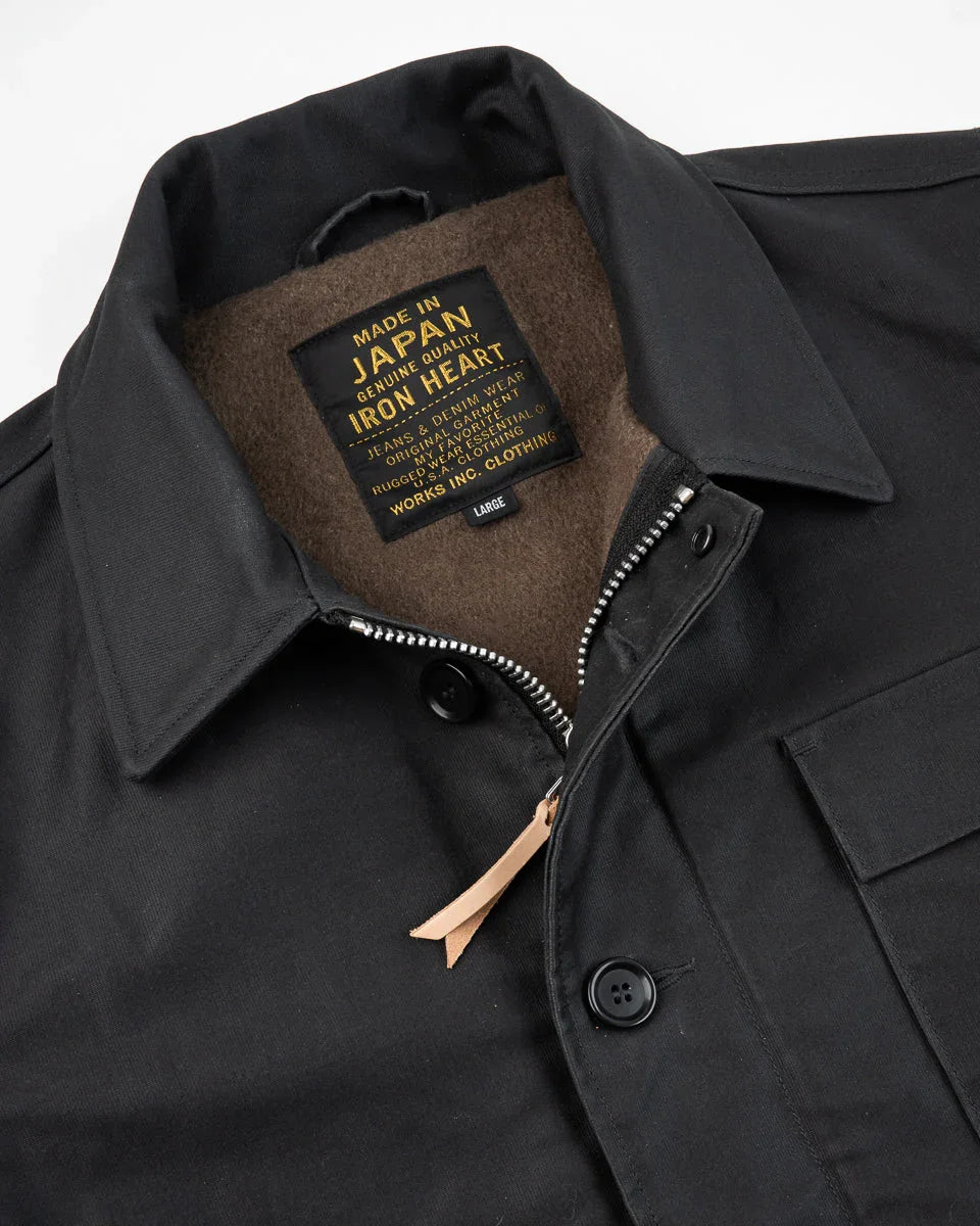 Iron Heart IHM-45-BLK Oiled Whipcord A2 Deck Jacket - Black