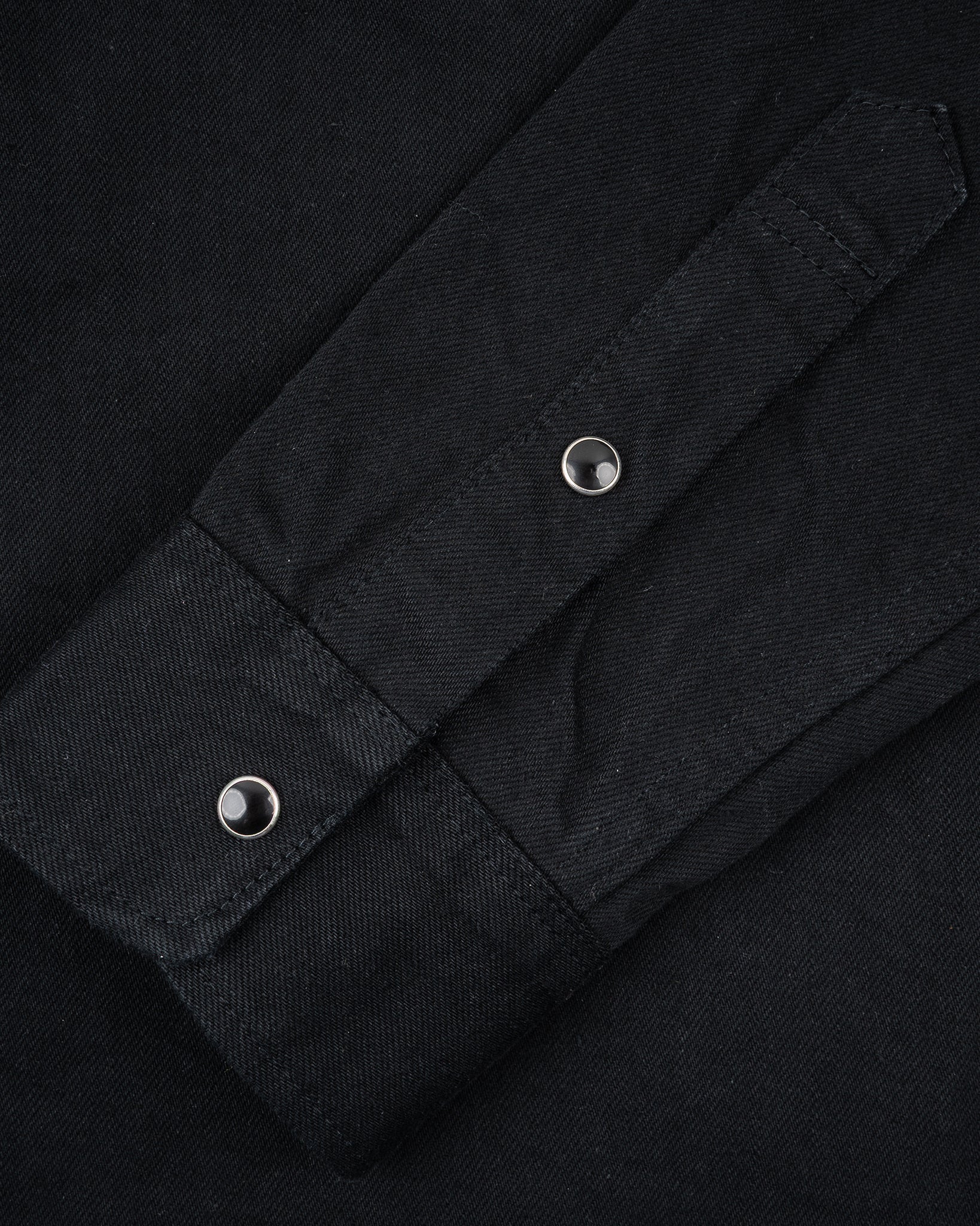 Iron Heart IHSH-338-BLK 12oz Selvedge Denim Work Shirt With Snaps - Black