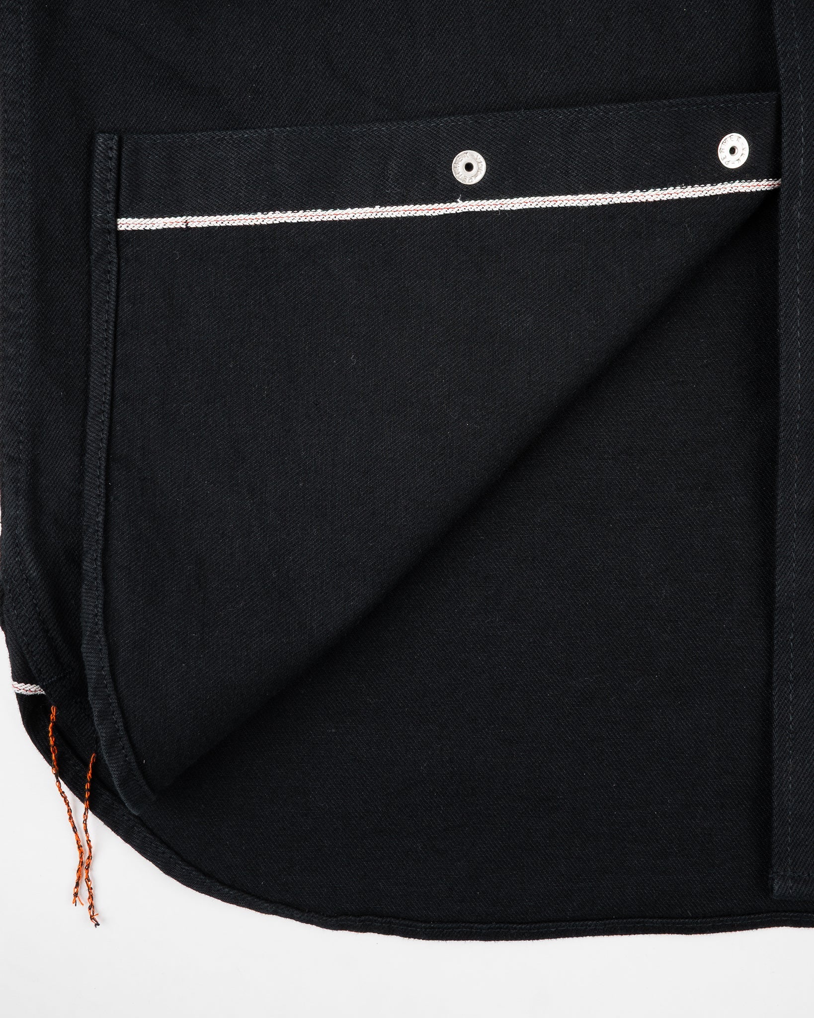 Iron Heart IHSH-338-BLK 12oz Selvedge Denim Work Shirt With Snaps - Black