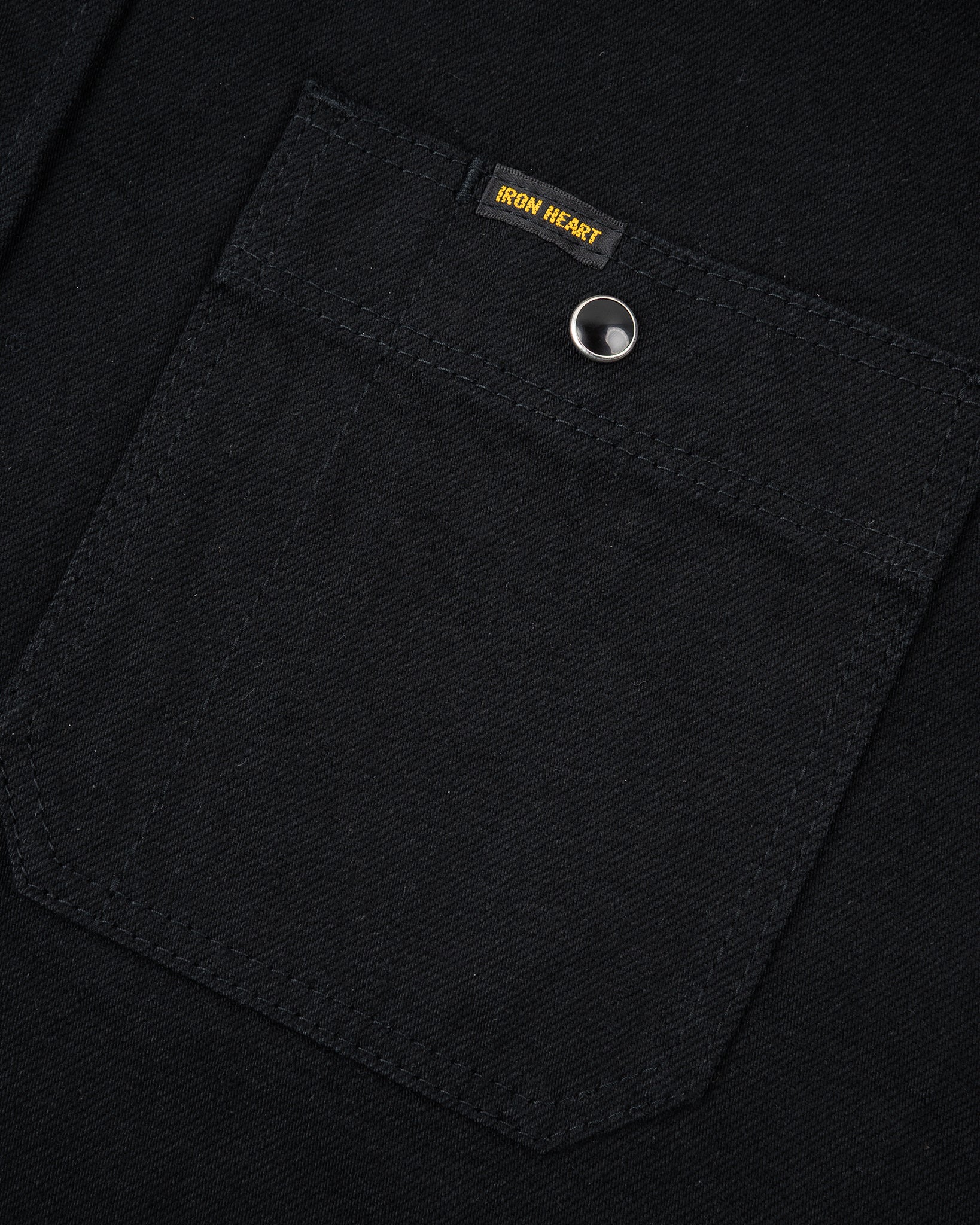 Iron Heart IHSH-338-BLK 12oz Selvedge Denim Work Shirt With Snaps - Black