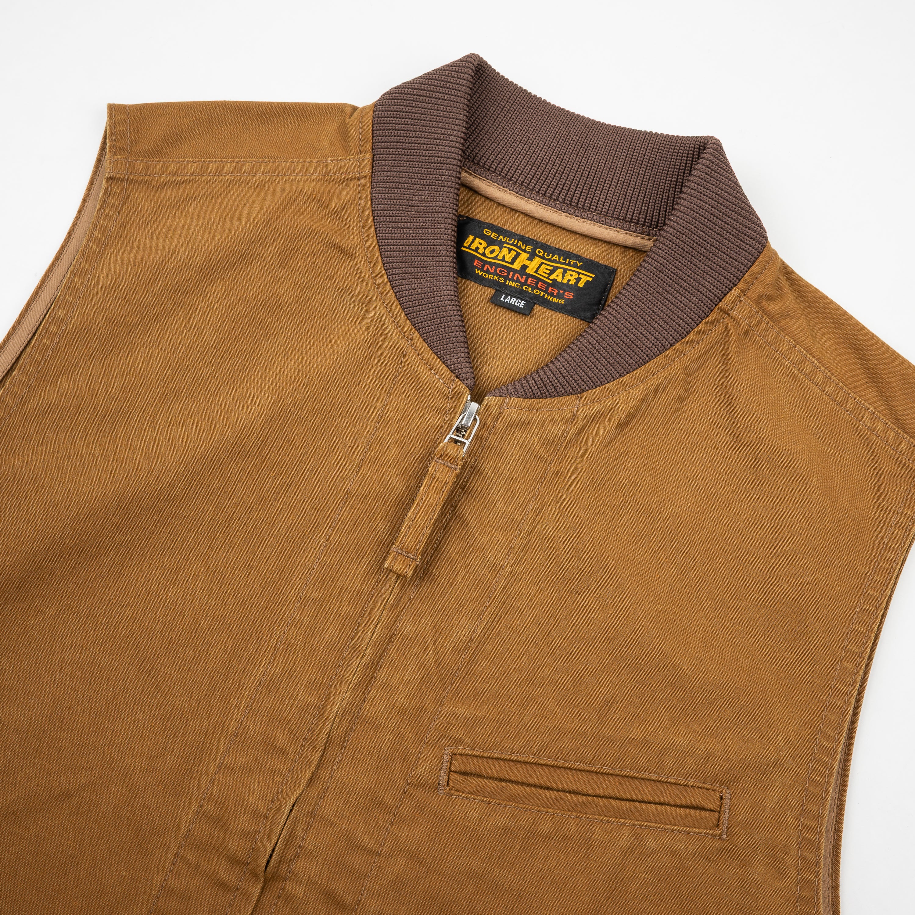 Iron Heart IHV-49-BRN 9oz Canvas Work Vest - Brown