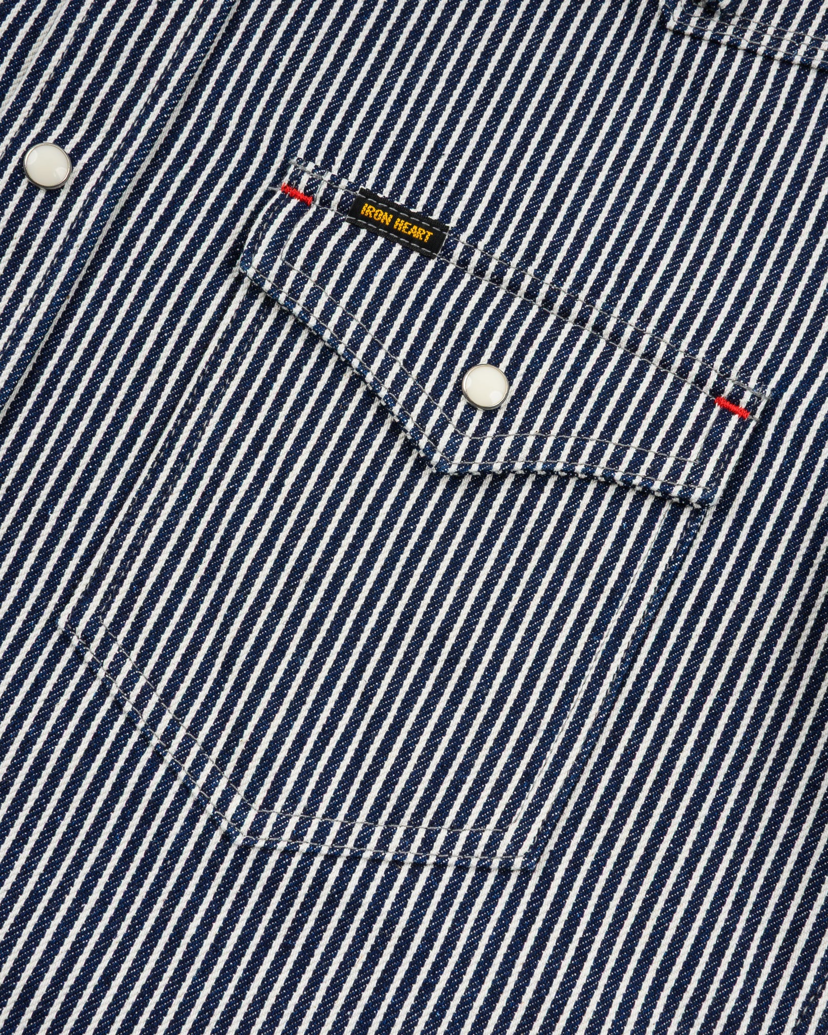 Iron Heart IHSH-07-IND 12oz Hickory Stripe Western Shirt - Indigo