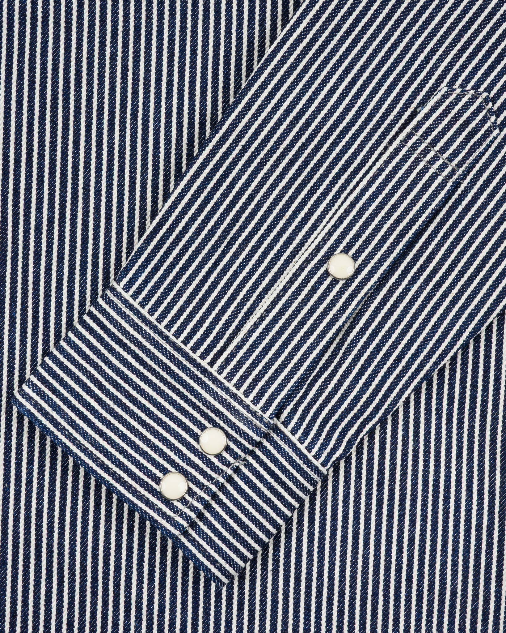 Iron Heart IHSH-07-IND 12oz Hickory Stripe Western Shirt - Indigo