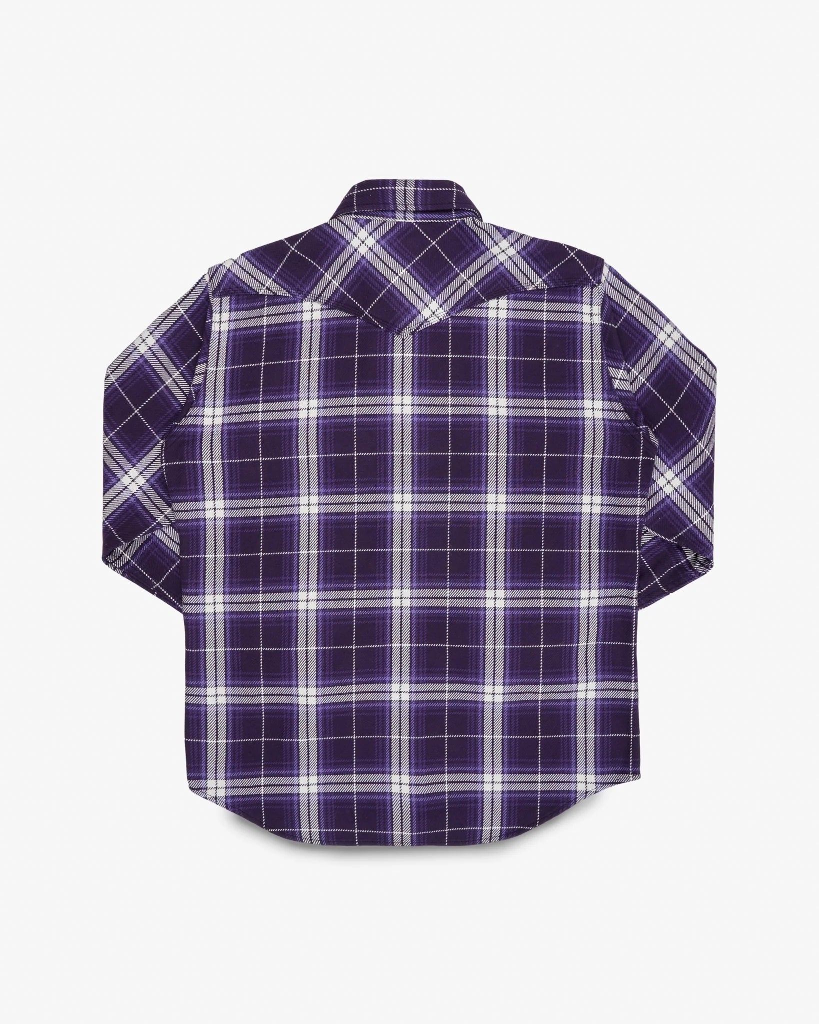 Iron Heart IHSH-439-PUR 9oz Selvedge Flannel Check Western Shirt - Purple