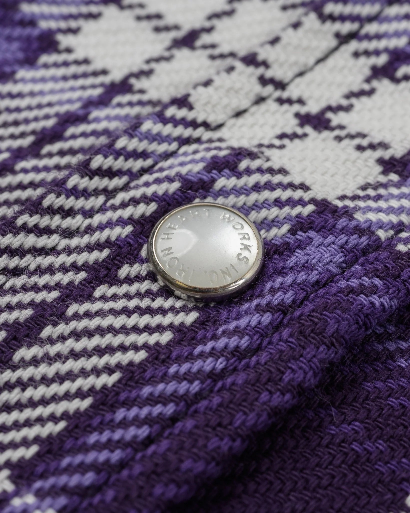 Iron Heart IHSH-439-PUR 9oz Selvedge Flannel Check Western Shirt - Purple