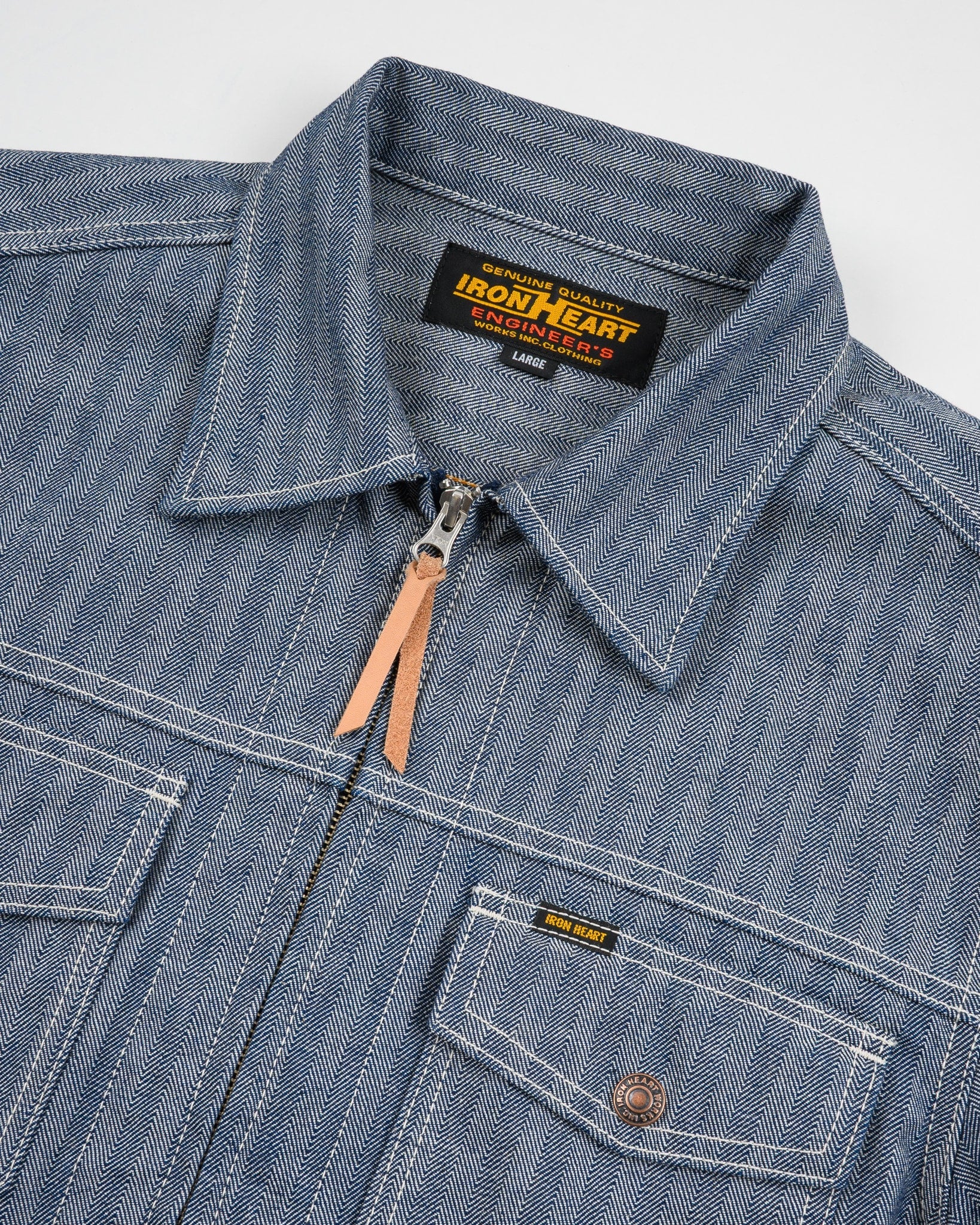 Iron Heart IHJ-164-BLU 10.5oz Herringbone Work Jacket - Indigo