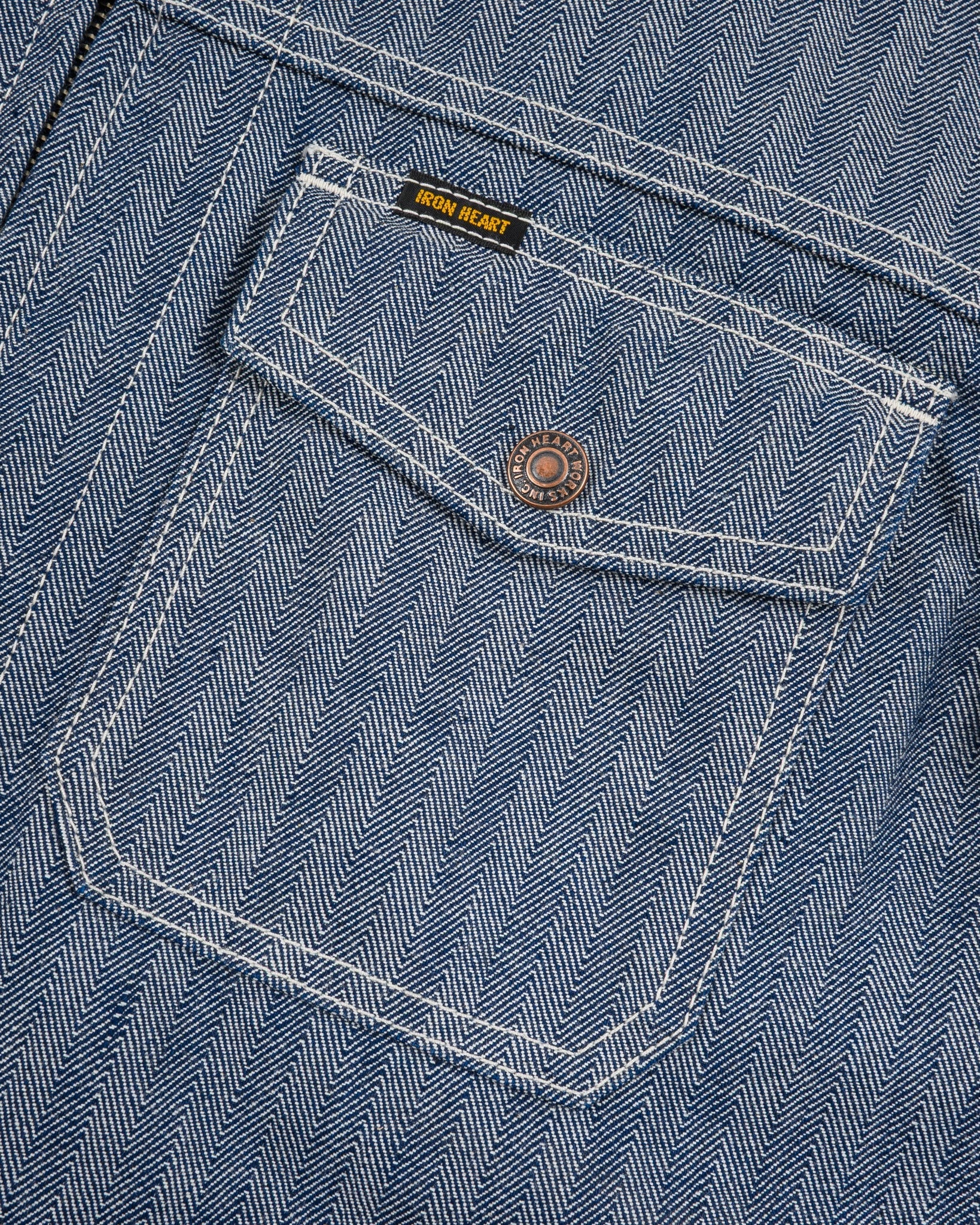 Iron Heart IHJ-164-BLU 10.5oz Herringbone Work Jacket - Indigo