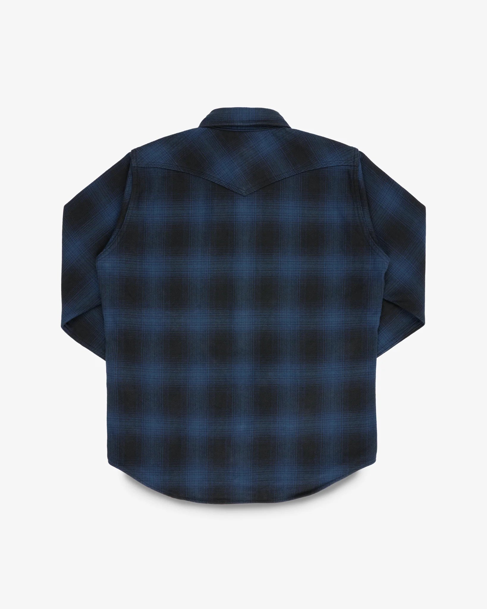 Iron Heart IHSH-264-NAV Ultra Heavy Flannel Ombré Check Western Shirt - Navy/Black