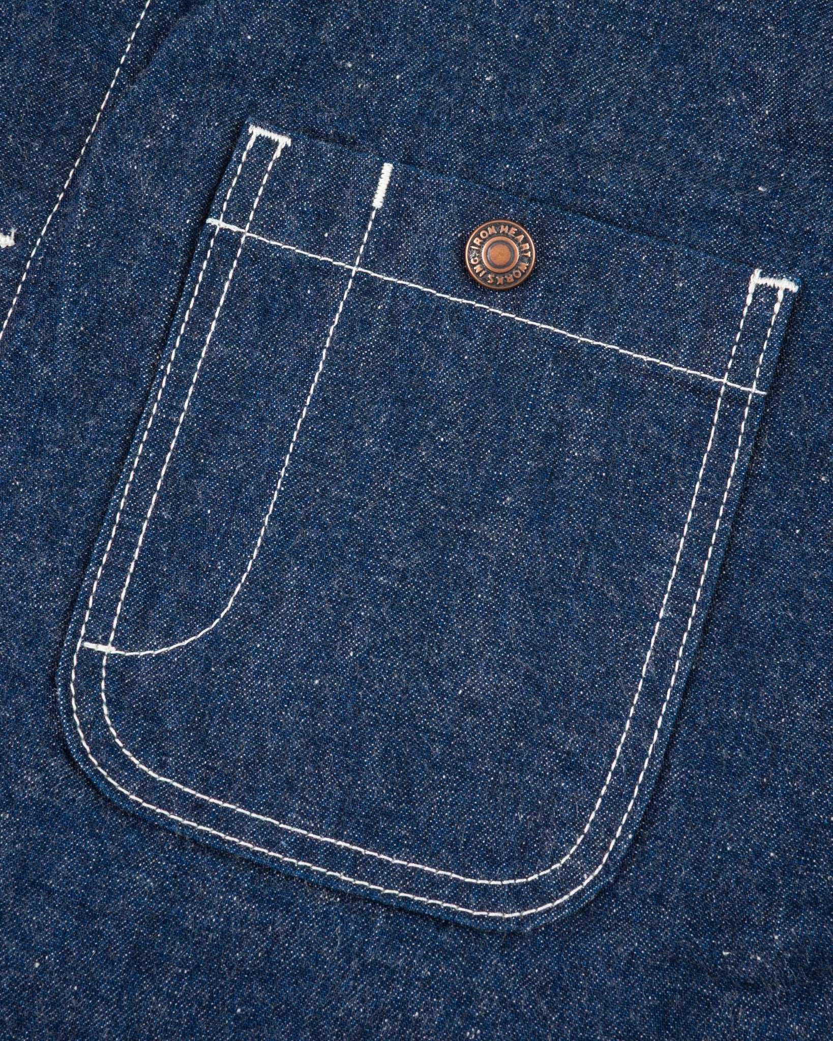 Iron Heart IHJ-149-IND 10oz Selvedge Denim Blanket Lined Chore Jacket - Indigo