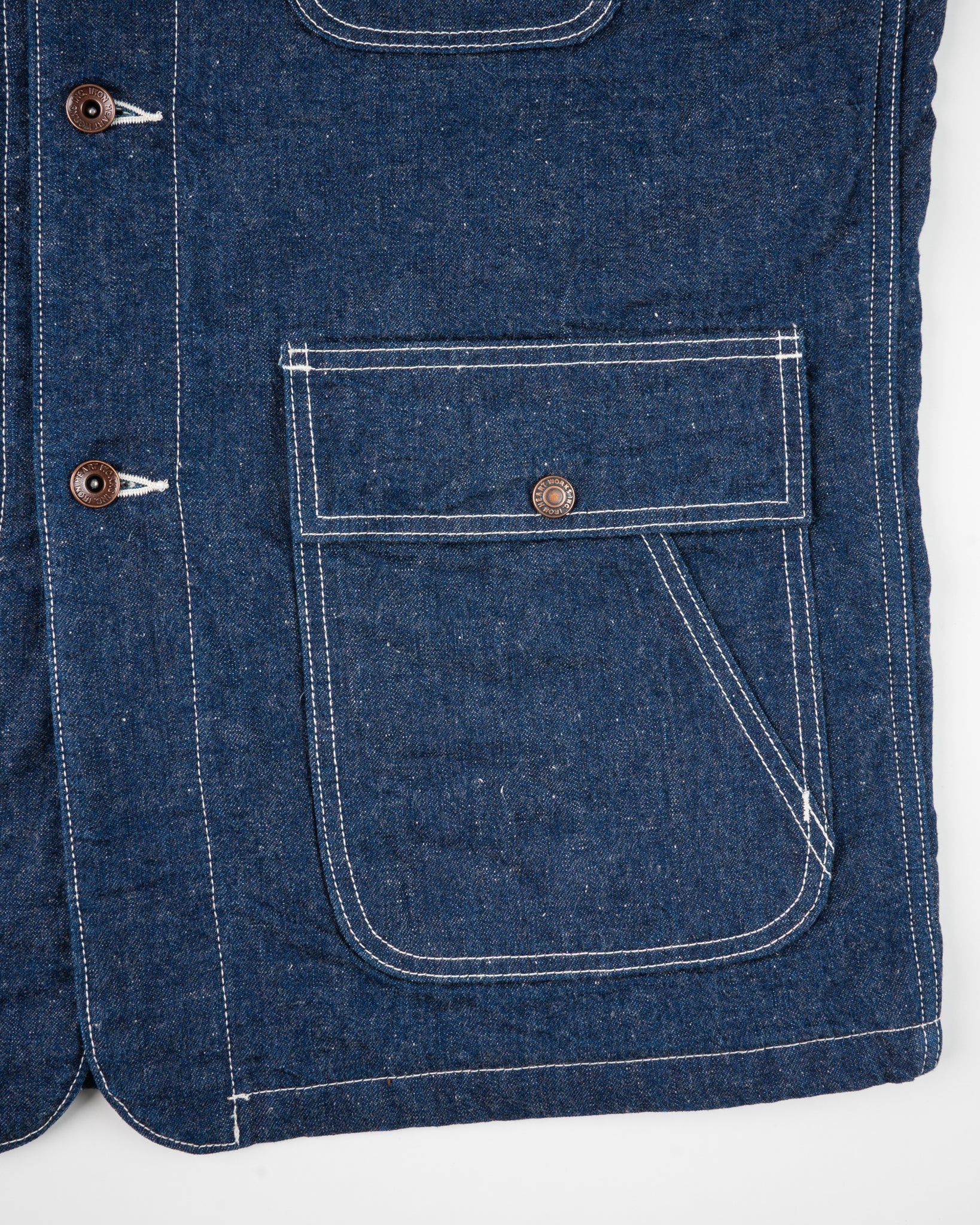 Iron Heart IHJ-149-IND 10oz Selvedge Denim Blanket Lined Chore Jacket - Indigo