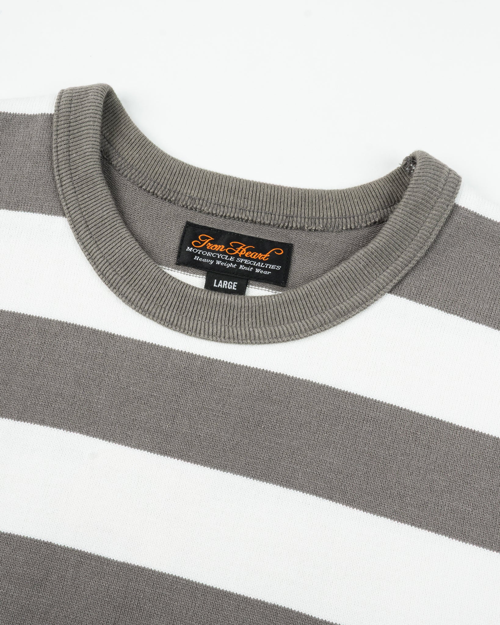 Iron Heart IHTB-01-GRY-WHT 11oz Cotton Knit Long-Sleeved Sweater - Grey/White