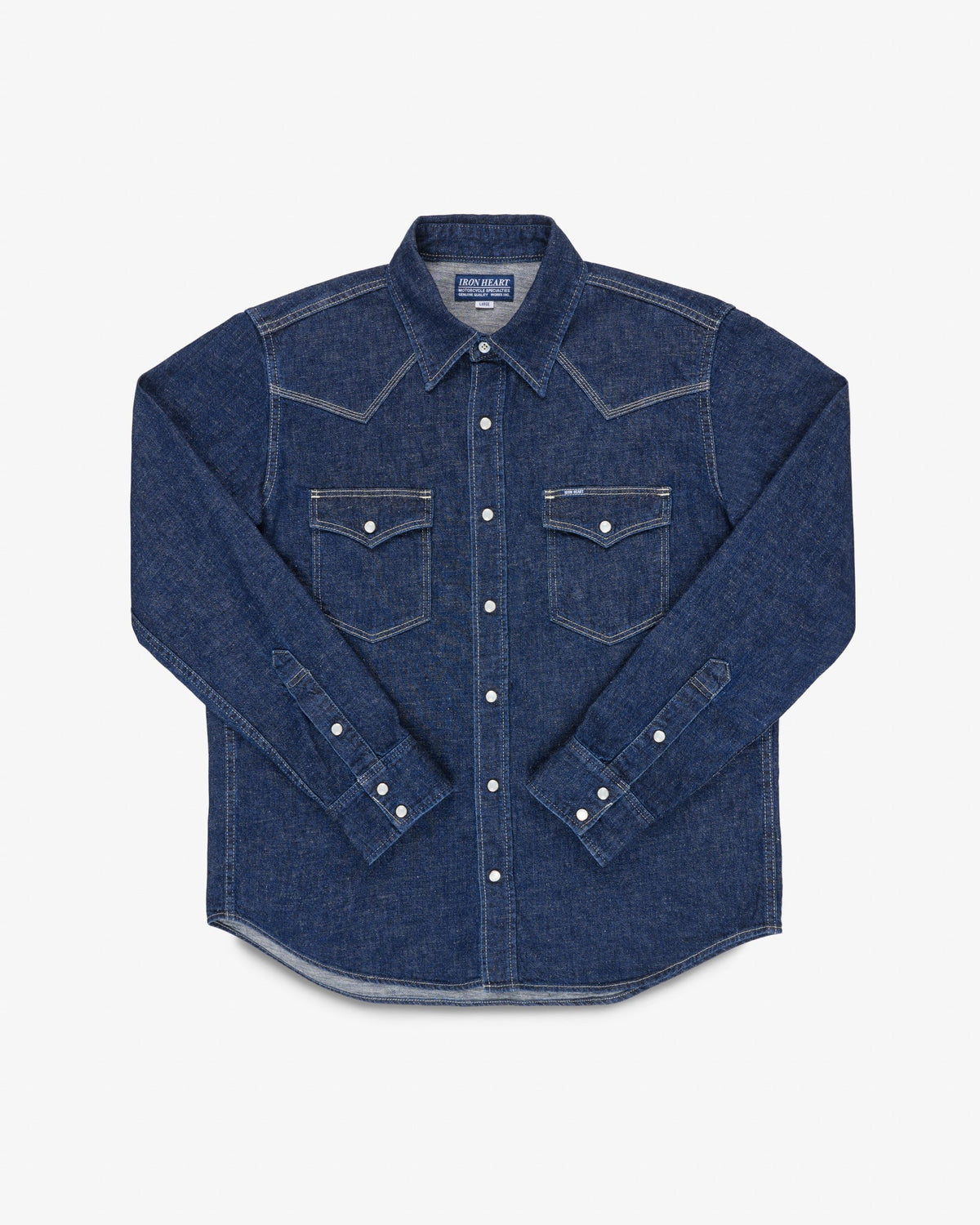 Iron Heart IHSH-448-IND 7oz Recycled Cotton Denim Western Shirt - Indigo