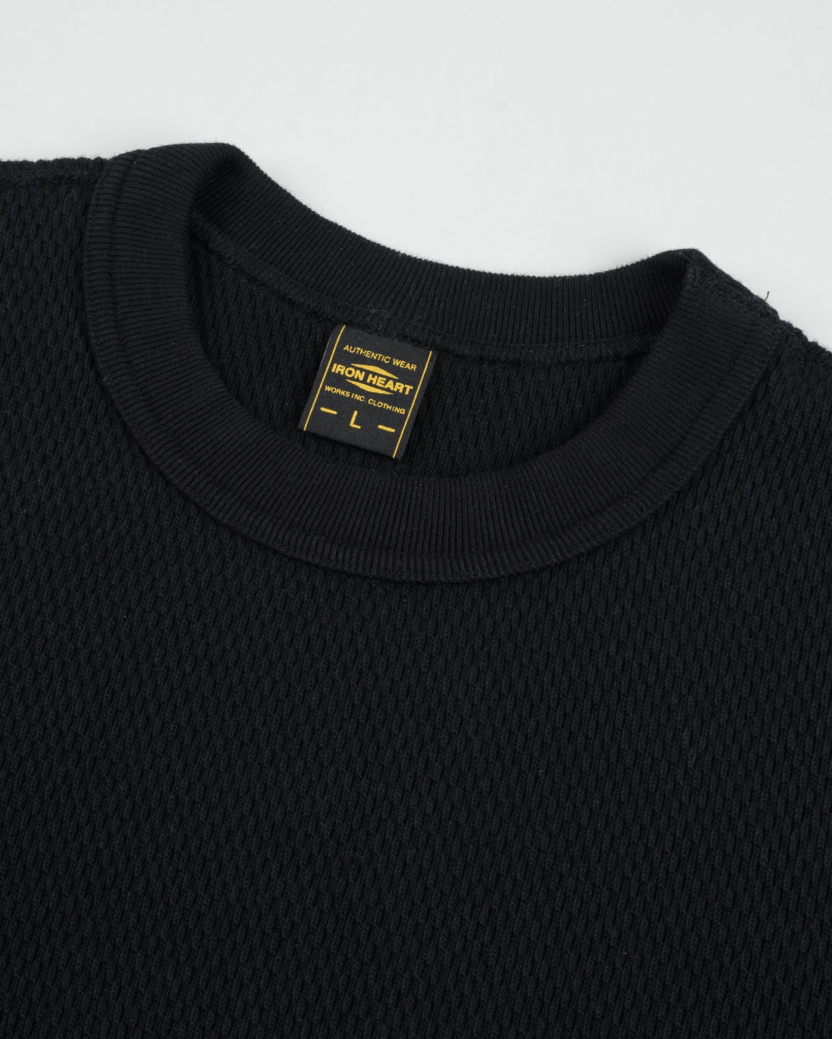Iron Heart IHSW-86-BLK Heavyweight Thermal Crew Neck Sweater - Black