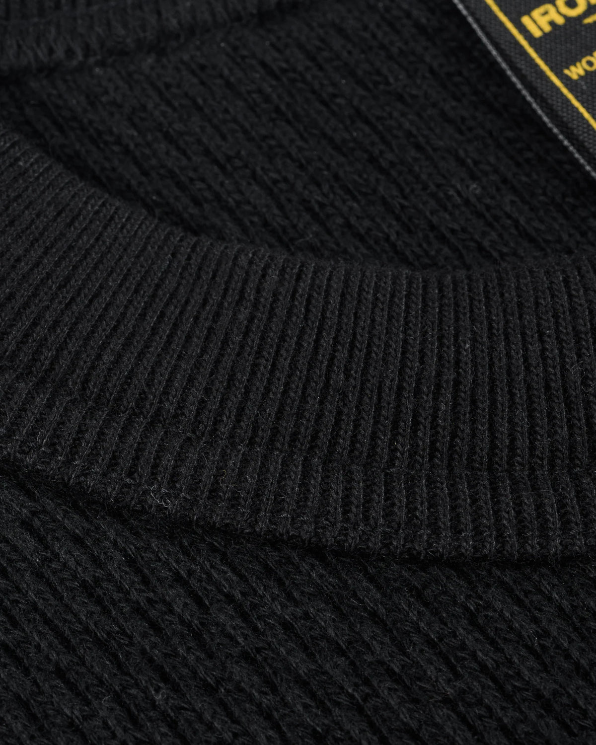 Iron Heart IHSW-86-BLK Heavyweight Thermal Crew Neck Sweater - Black