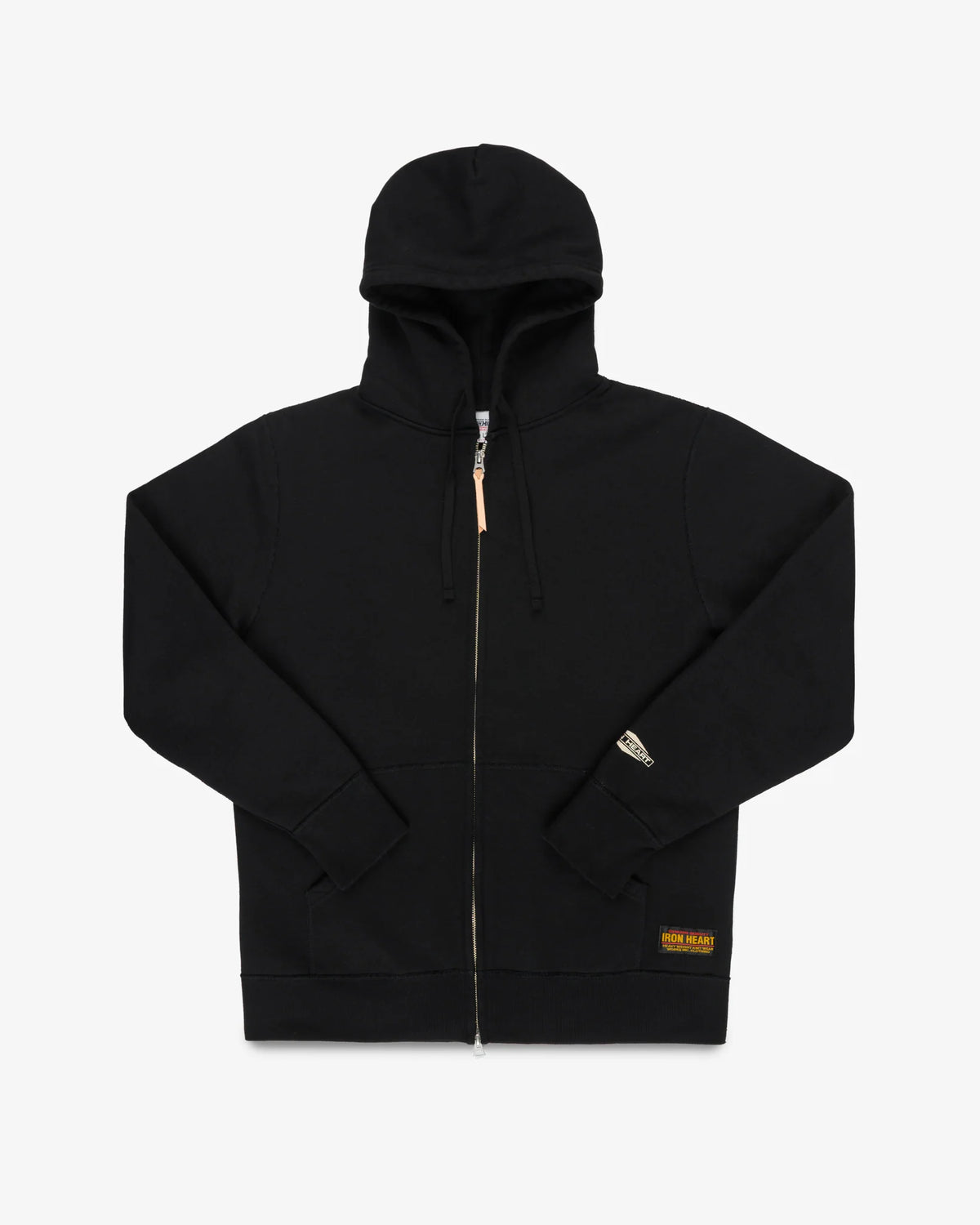 Iron Heart IHSW-82L-BLK 14oz Ultra Heavyweight Loopwheel Cotton Zip Up Hoodie - Black