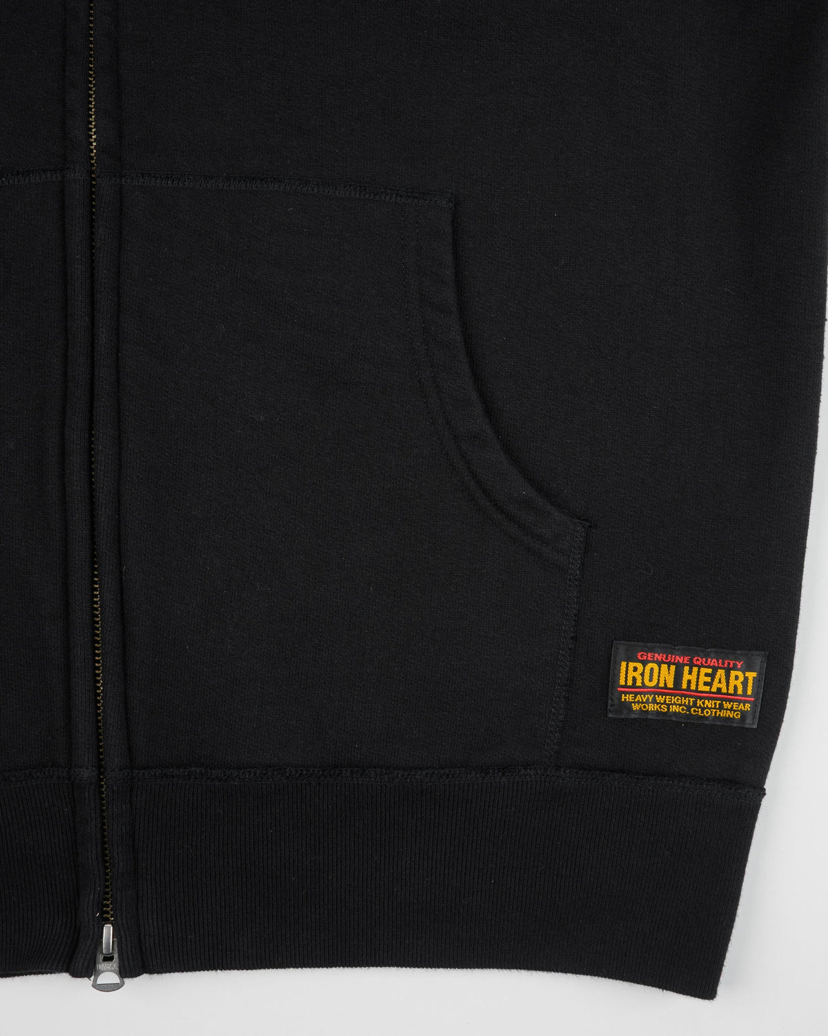 Iron Heart IHSW-82L-BLK 14oz Ultra Heavyweight Loopwheel Cotton Zip Up Hoodie - Black