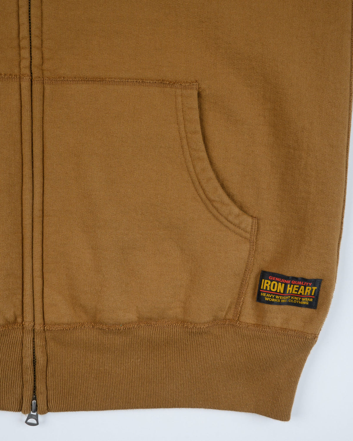 Iron Heart IHSW-82L-BRN 14oz Ultra Heavyweight Loopwheel Cotton Zip Up Hoodie - Brown