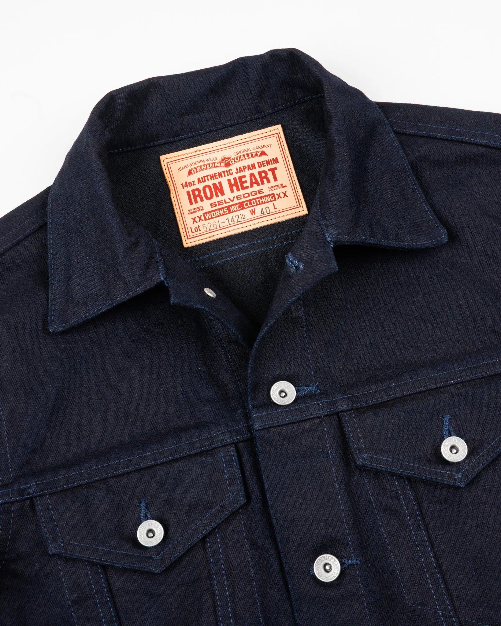 Iron Heart IH-526J-142ib 14oz Selvedge Denim Modified Type III Jacket - Indigo/Black