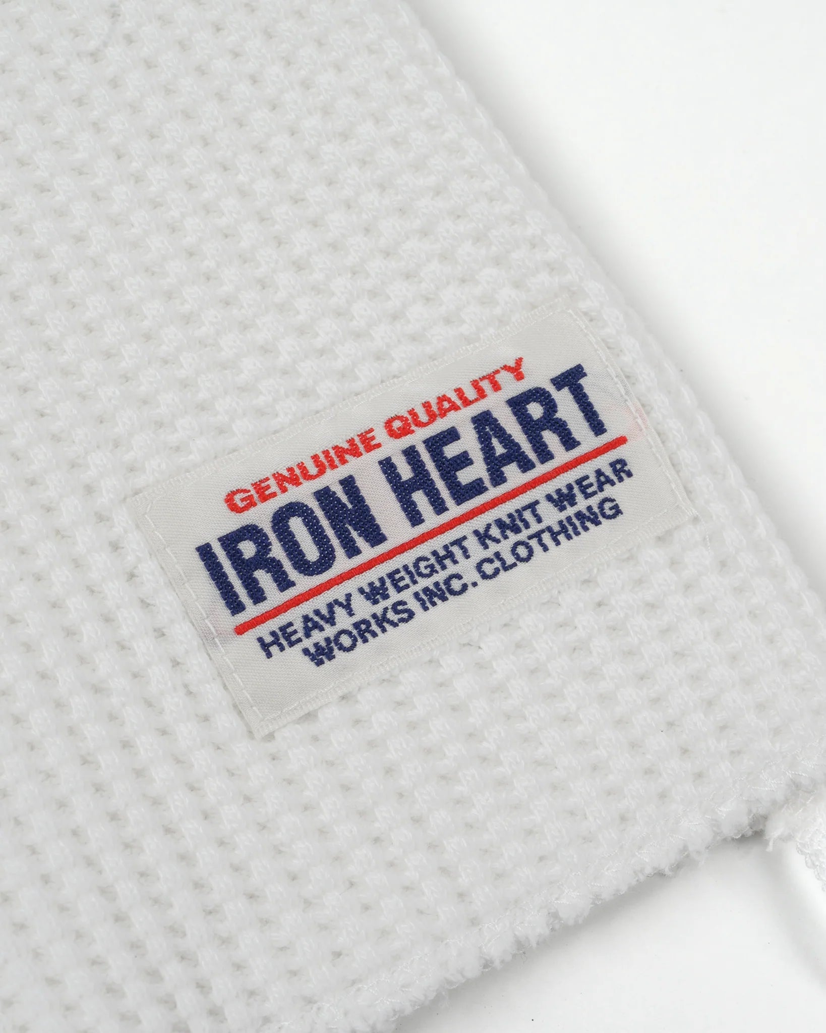 Iron Heart IHTL-1213-WHT Waffle Knit Long Sleeved Thermal Henley - White