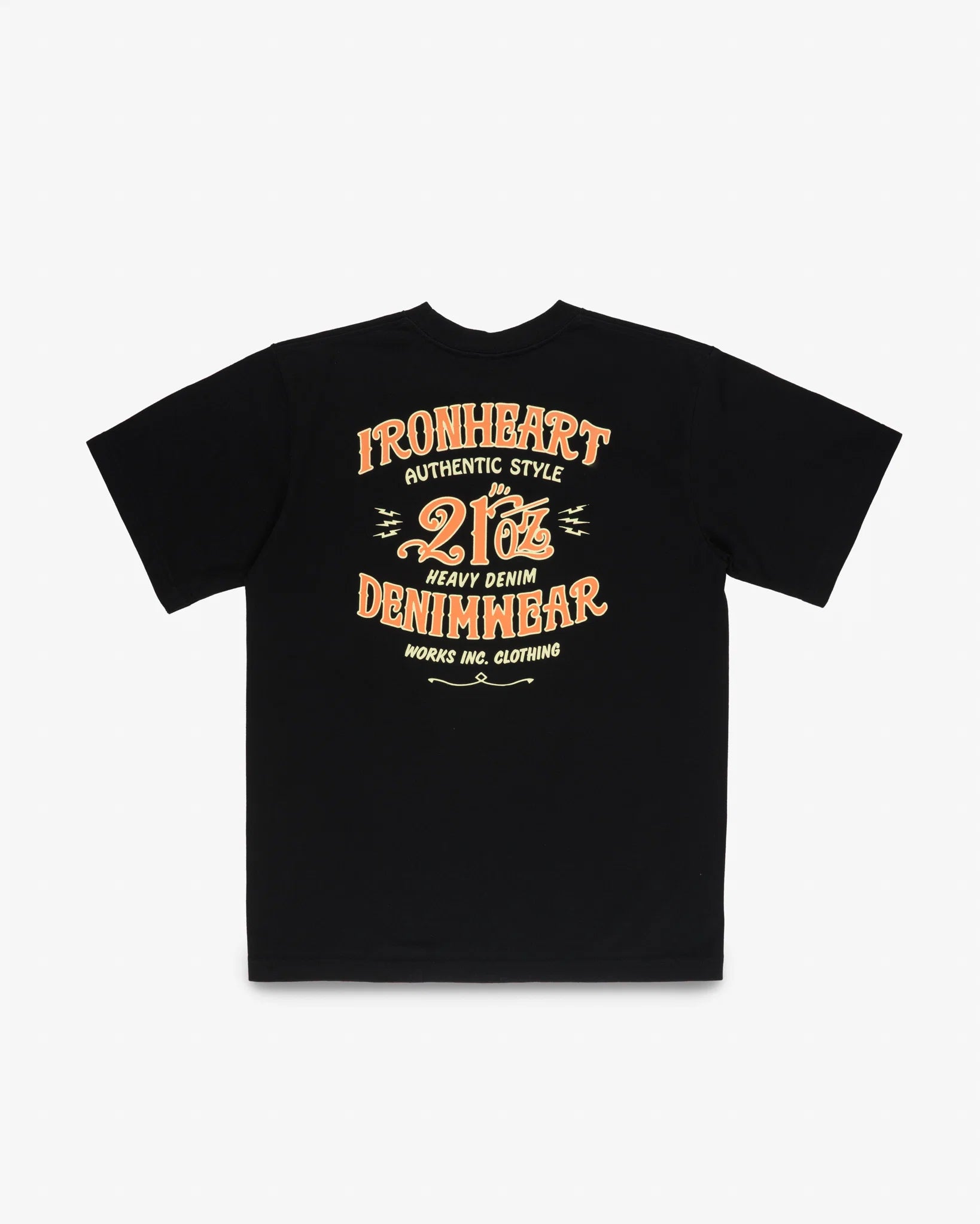 Iron Heart IHT-2603-BLK 7.5oz Printed Loopwheel Crew Neck T-Shirt - Black