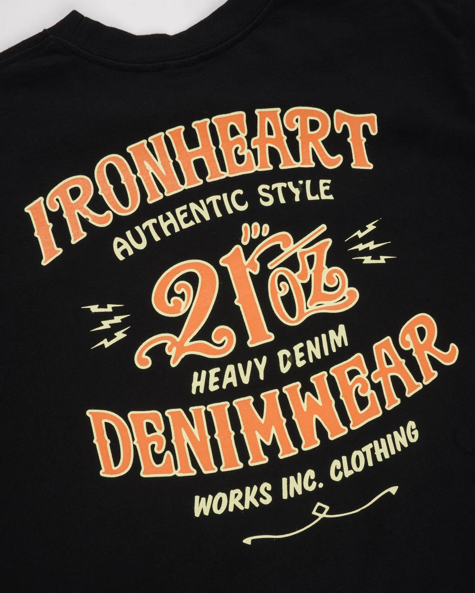 Iron Heart IHT-2603-BLK 7.5oz Printed Loopwheel Crew Neck T-Shirt - Black