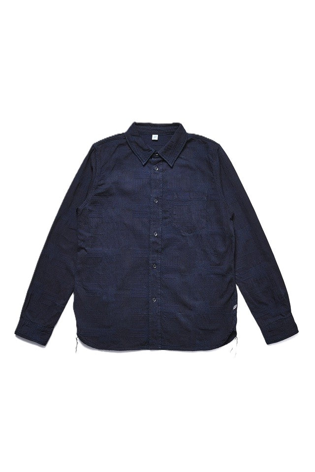 Pure Blue Japan 2239-ID Woven Jacquared Boro Patchwork Shirt