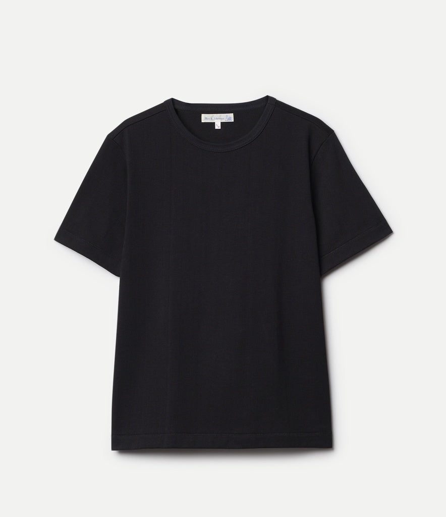 Merz b. Schwanen 2M15C Cropped Vintage Machine Refined Classic Fit T-Shirt - Black