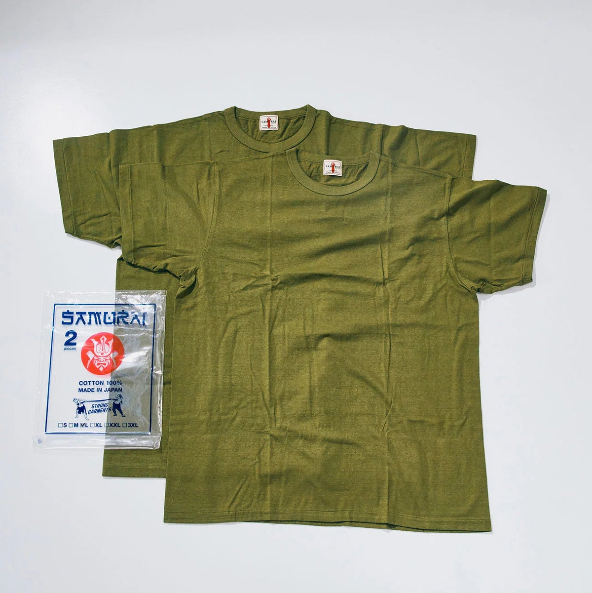 Samurai SJ2PST-CREW Medium Weight 2pk Tees - Olive