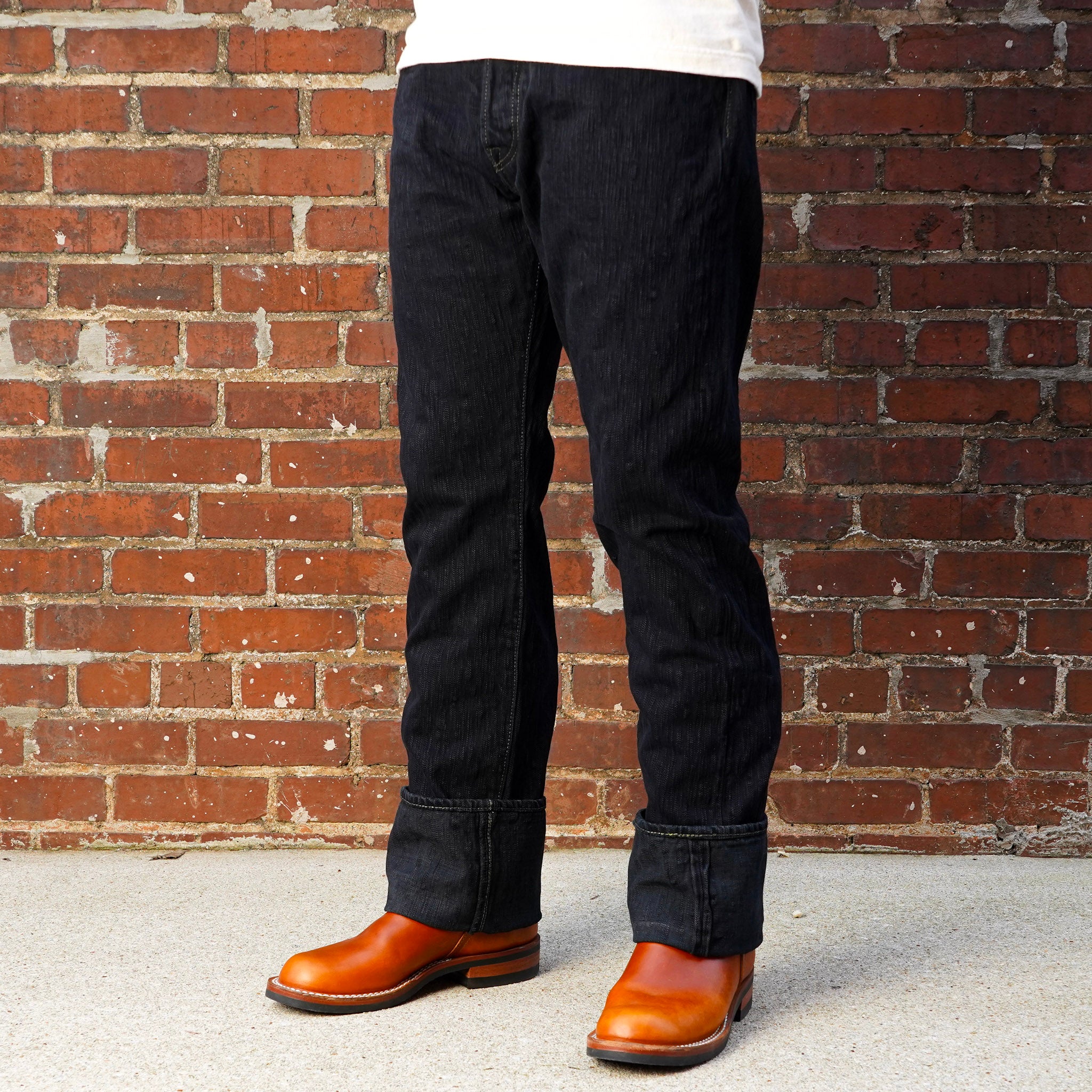 Iron Heart IH-634S-SLBod 16oz Slubby Selvedge Denim Straight Cut Jeans - Indigo Overdyed Black