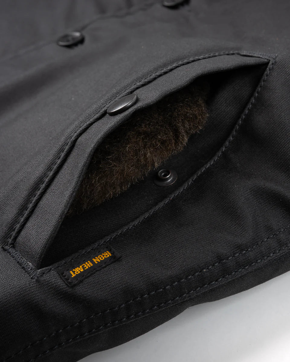 Iron Heart IHM-37-BLK Oiled Whipcord N1 Deck Jacket - Black