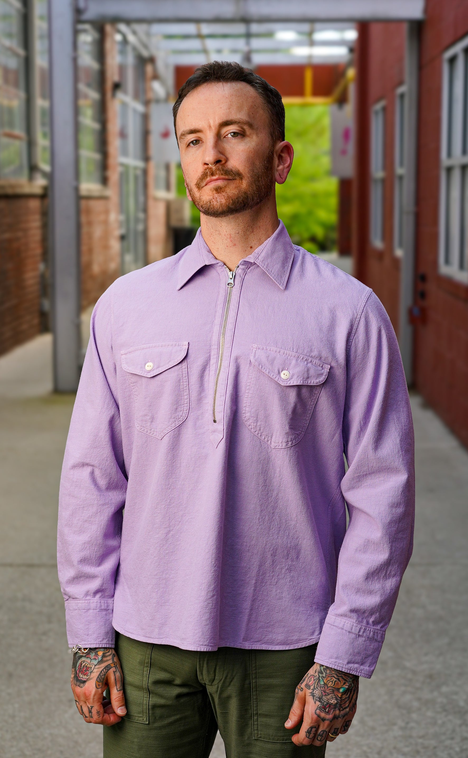 Wythe Airtex Half Zip Shirt - Hazy Purple