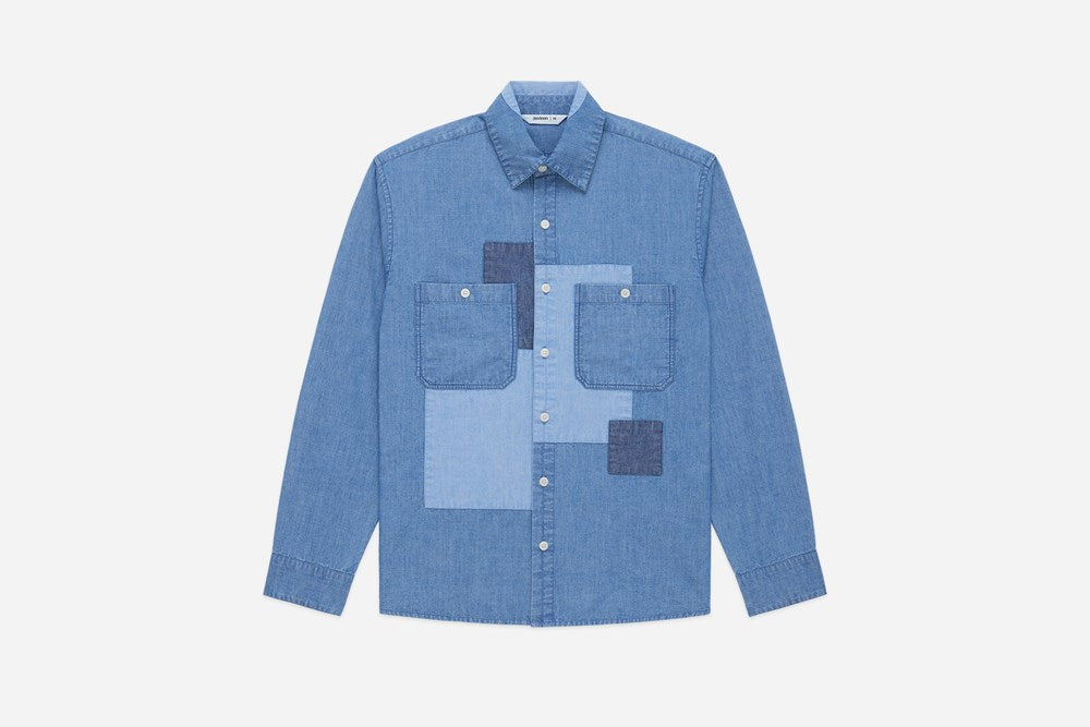 3sixteen Utility Shirt - Indigo Patchwork Chambray