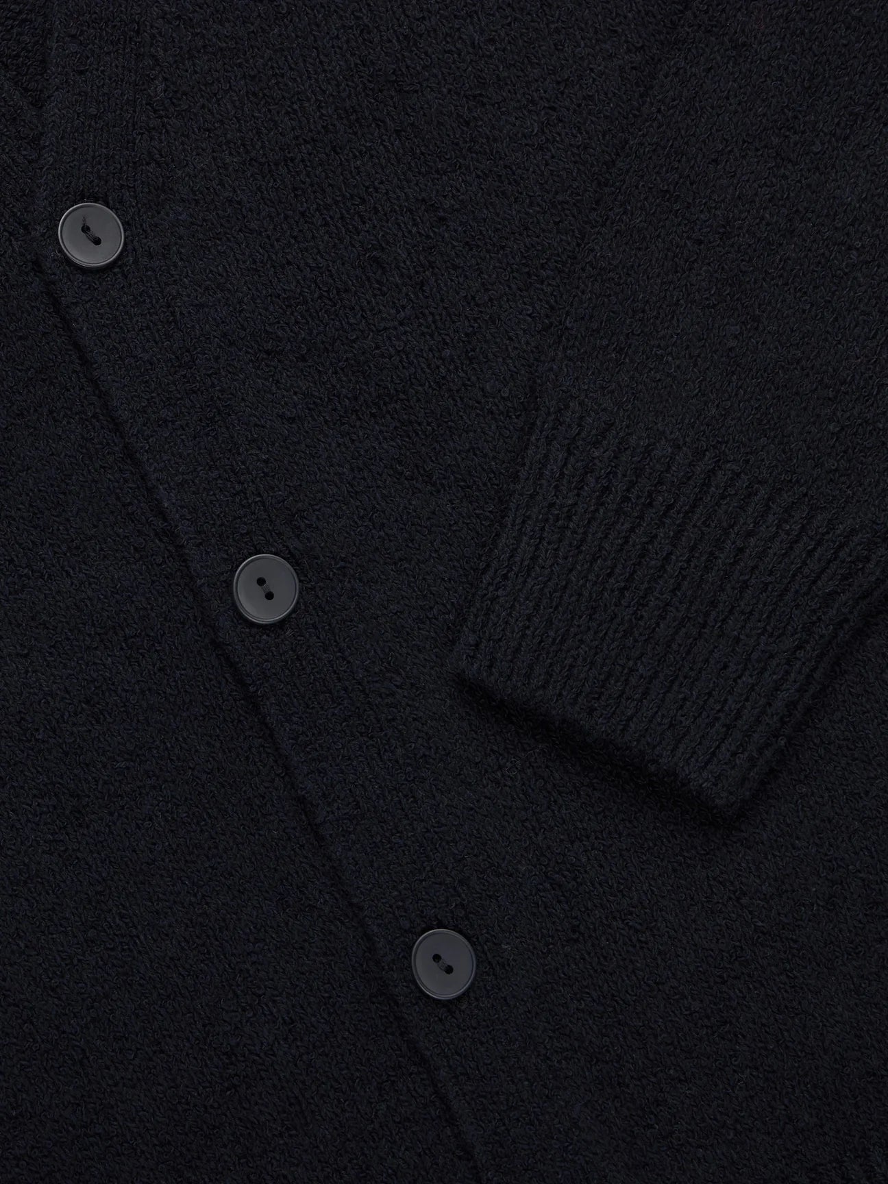 3sixteen Classic Cardigan - Black Boucle Cotton