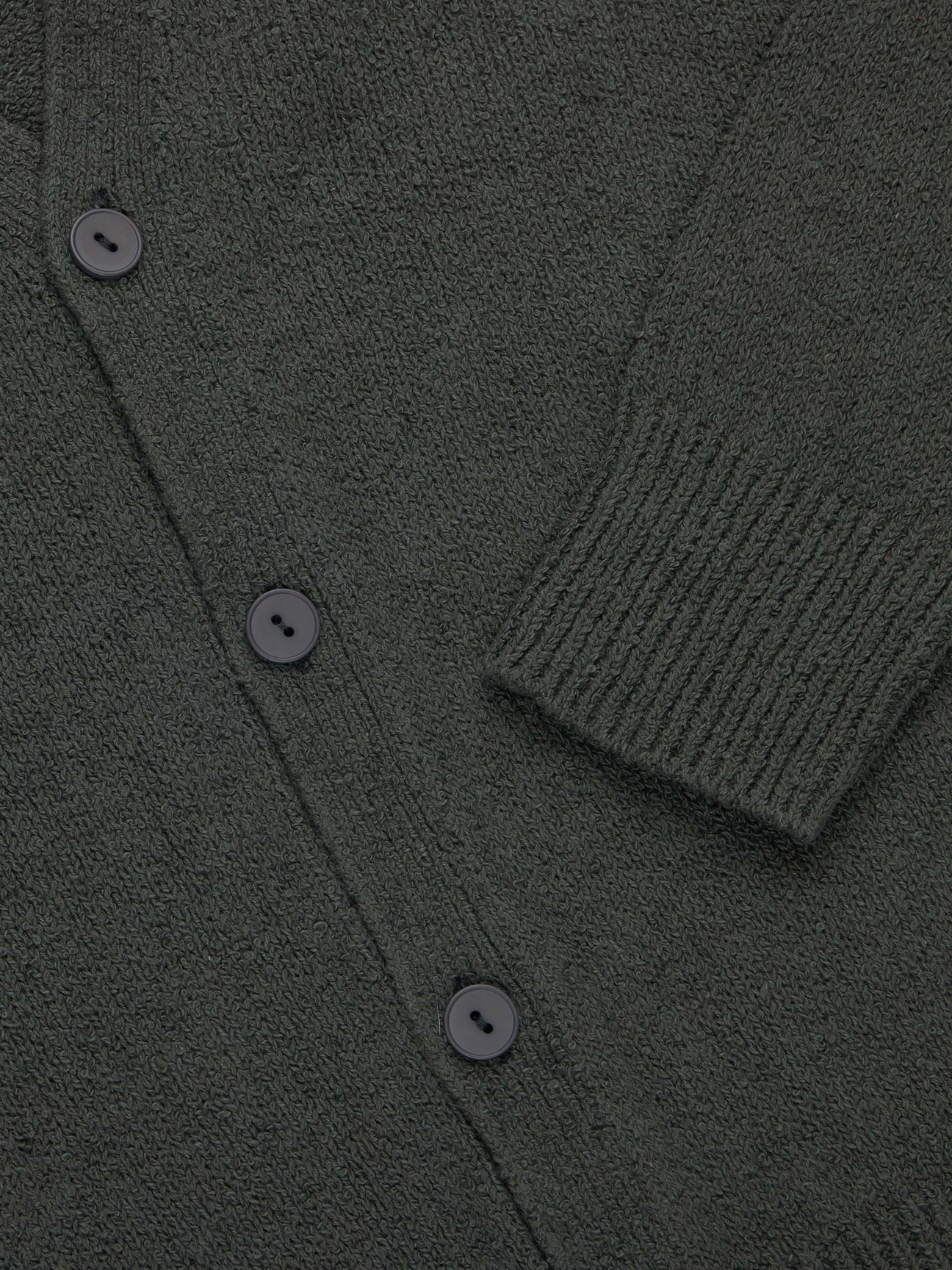 3sixteen Classic Cardigan - Olive Boucle Cotton