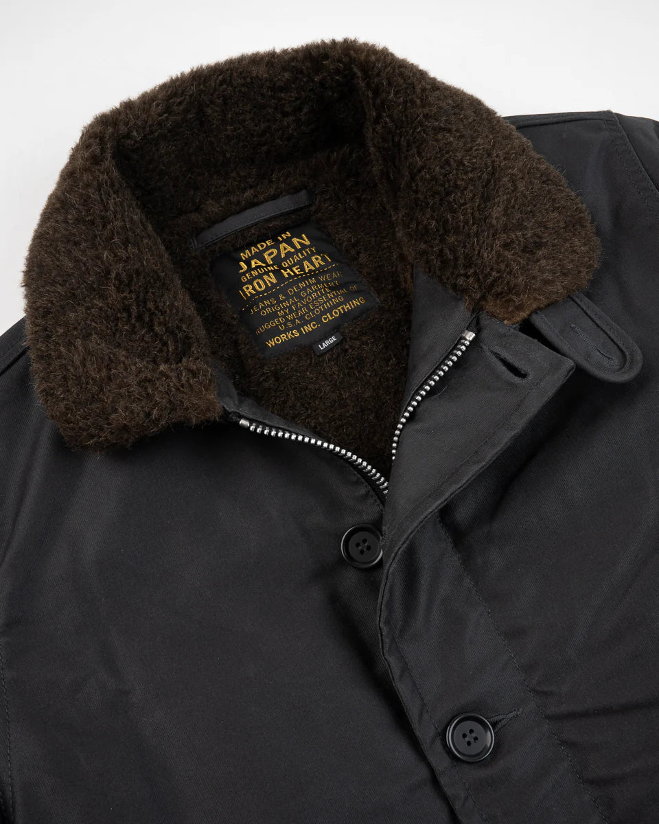 Iron Heart IHM-37-BLK Oiled Whipcord N1 Deck Jacket - Black