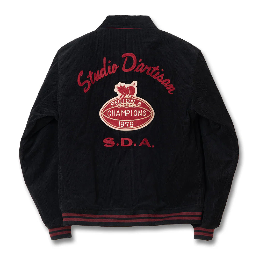 Studio D'Artisan 4626 Corduroy Stadium Jacket - Black
