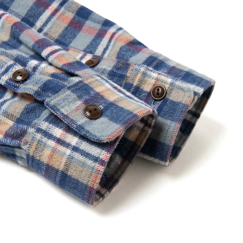 Studio D'Artisan 5735 Heavyweight Flannel Work Shirt - Blue