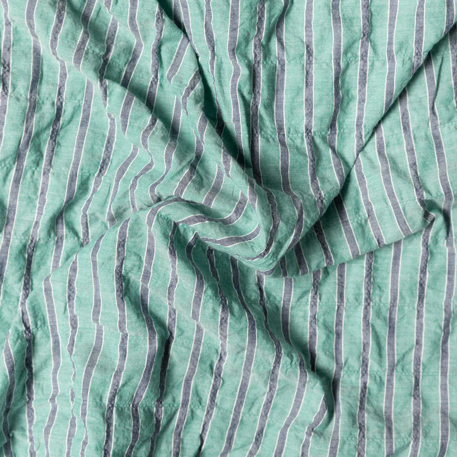 Gitman Vintage Organic Japanese Awning Stripe Camp Shirt - Green