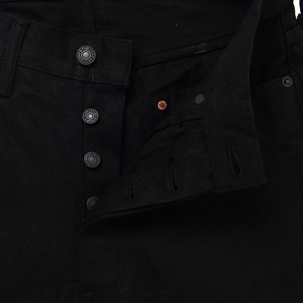 Studio D'Artisan 1899 Kyoto Black Montsuki Dyed Indigo Jeans Tapered Fit - One Washed