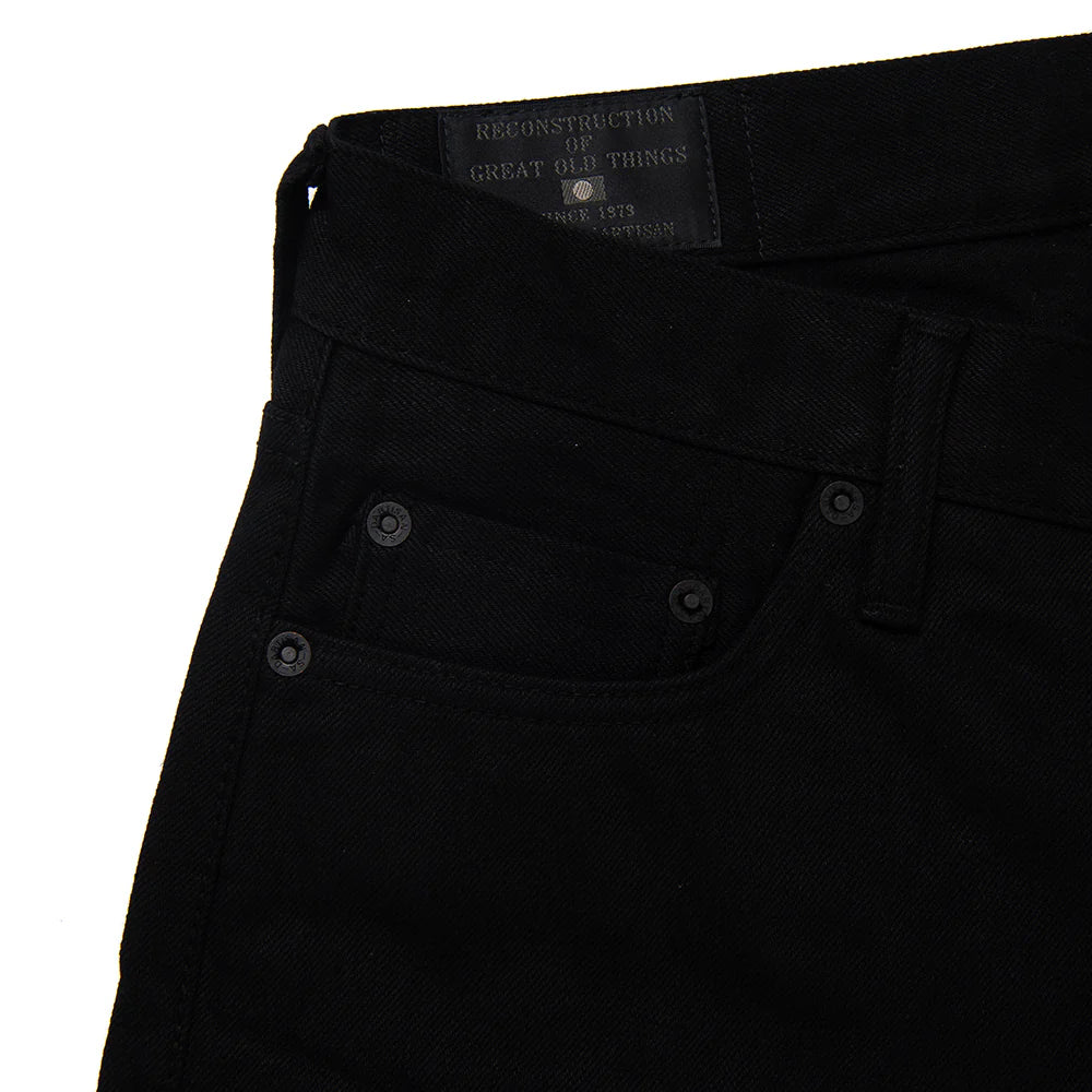 Studio D'Artisan 1899 Kyoto Black Montsuki Dyed Indigo Jeans Tapered Fit - One Washed
