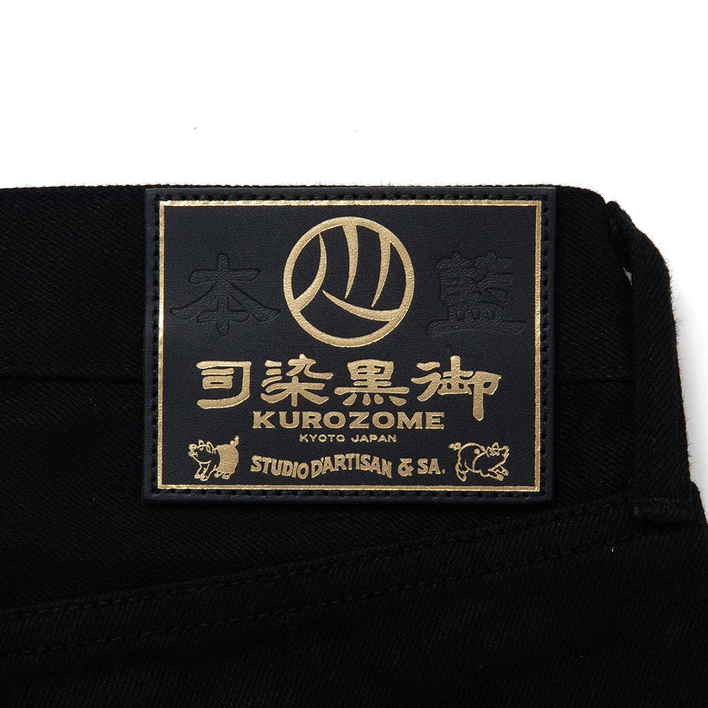 Studio D'Artisan 1899 Kyoto Black Montsuki Dyed Indigo Jeans Tapered Fit - One Washed